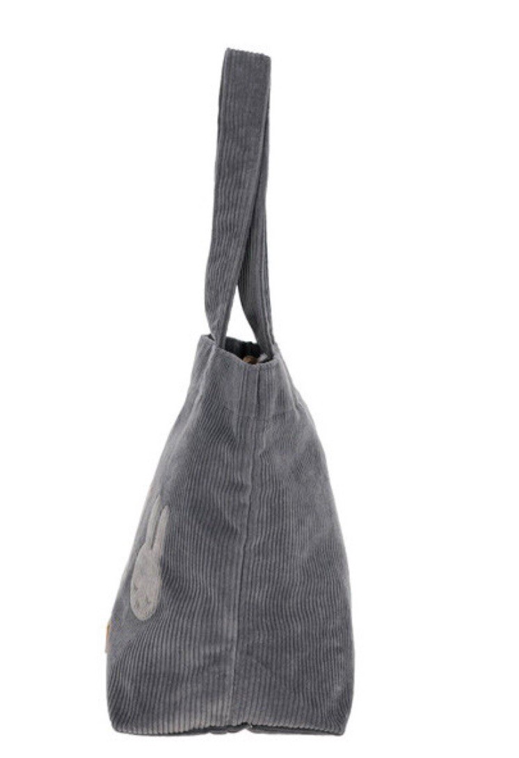 Miffy Corduroy Grey Embroidery Tote Bag Approx. H 10.2 × W 12.6 × D 5.9 inches