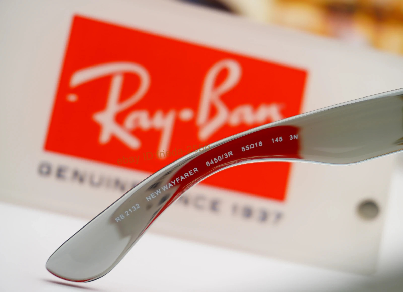 New Wayfarer Ray-Ban RB2132 Sunglasses Dark Blue Lens Grey Frame 55mm UV Protect