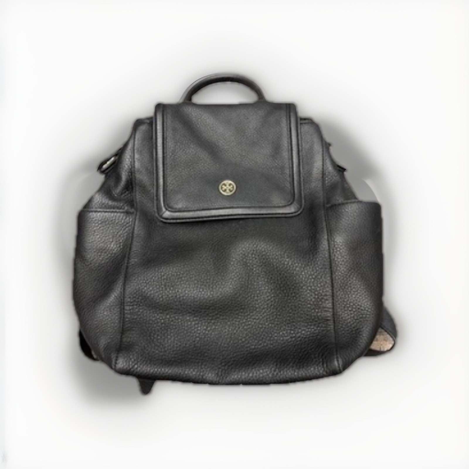 Tory Burch Black Pebbled Leather Backpack Handbag