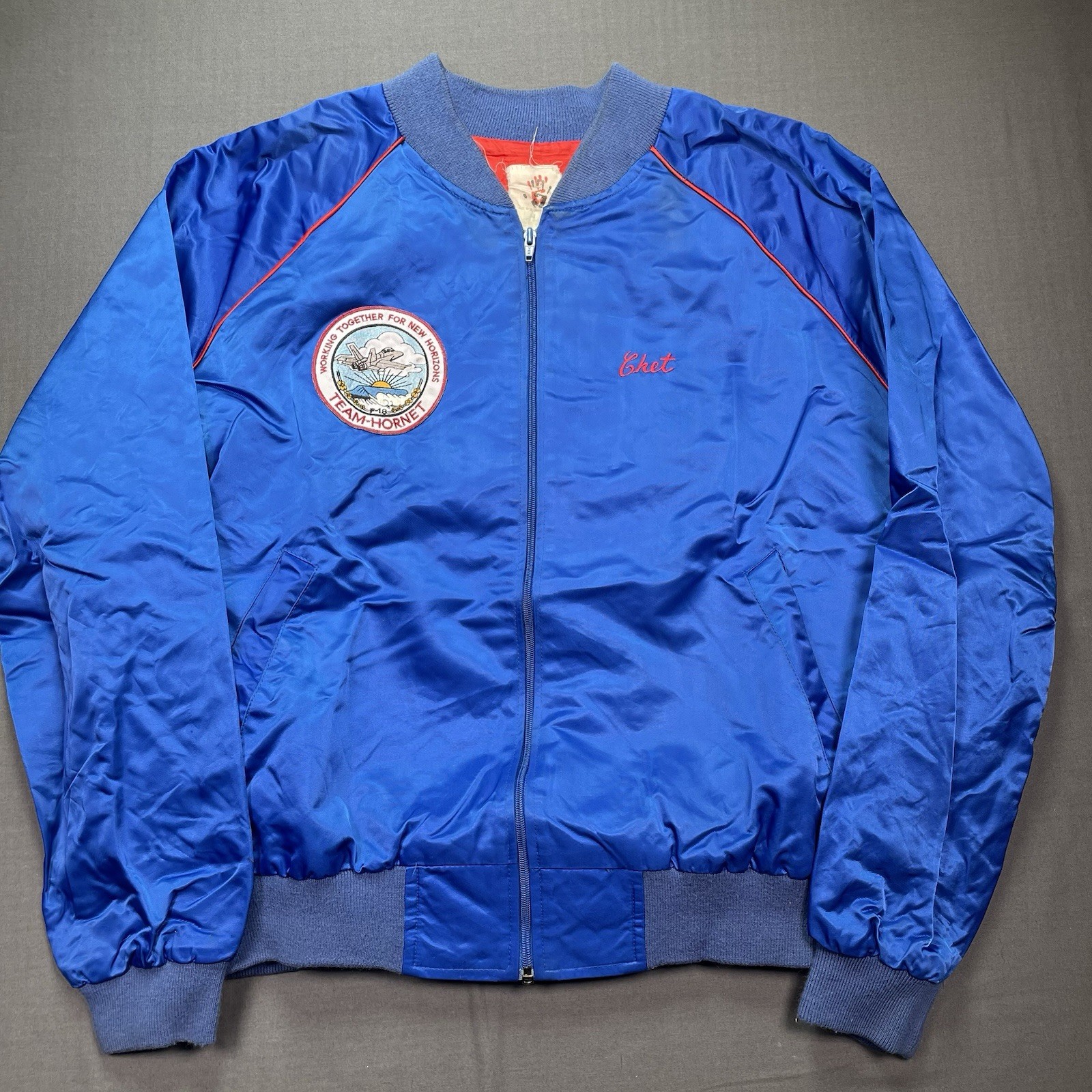 vintage F-18 Super Hornet bomber jacket Mens size XL Made in USA Boeing Northrop