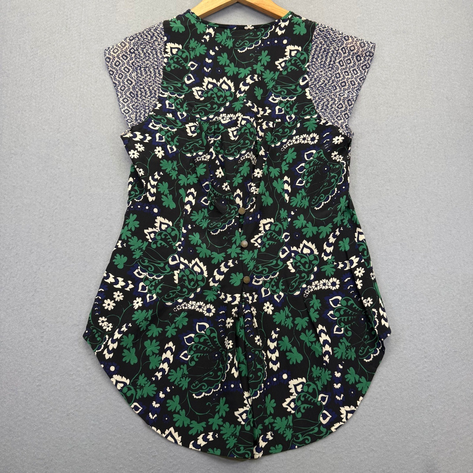 Veronica Beard Womens Silk Floral Paisley Mixed Print Cap Sleeve Blouse Size 2