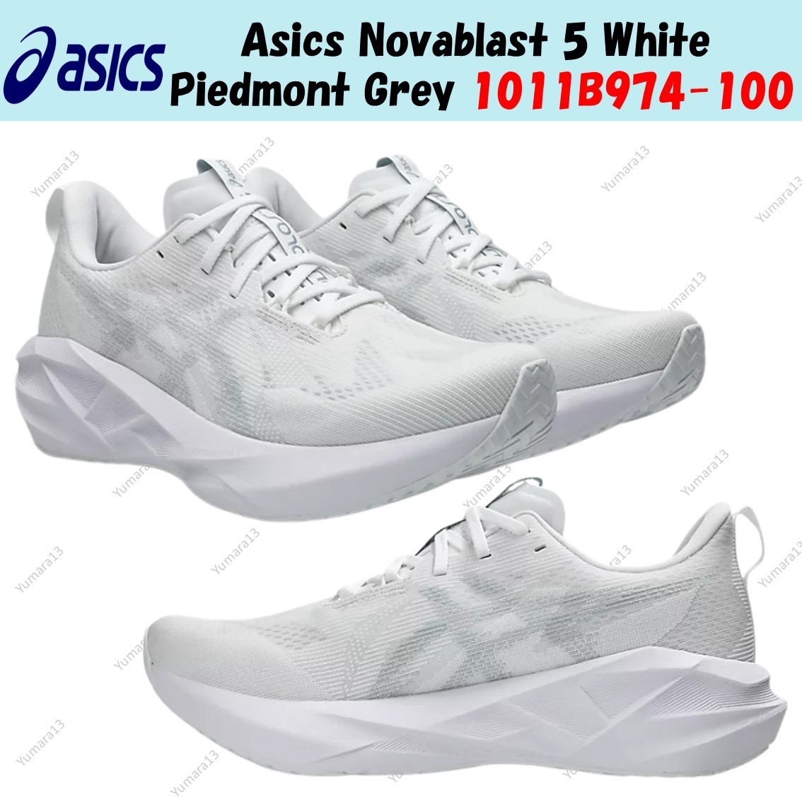 Asics Novablast 5 White Piedmont Grey 1011B974-100 Men’s Size