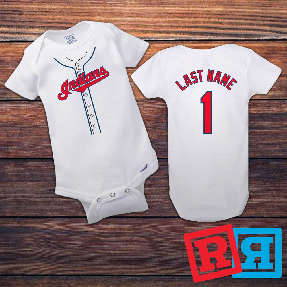 Personalized Cleveland Indians Gerber Baby Onesie® Cotton White Custom Bodysuit
