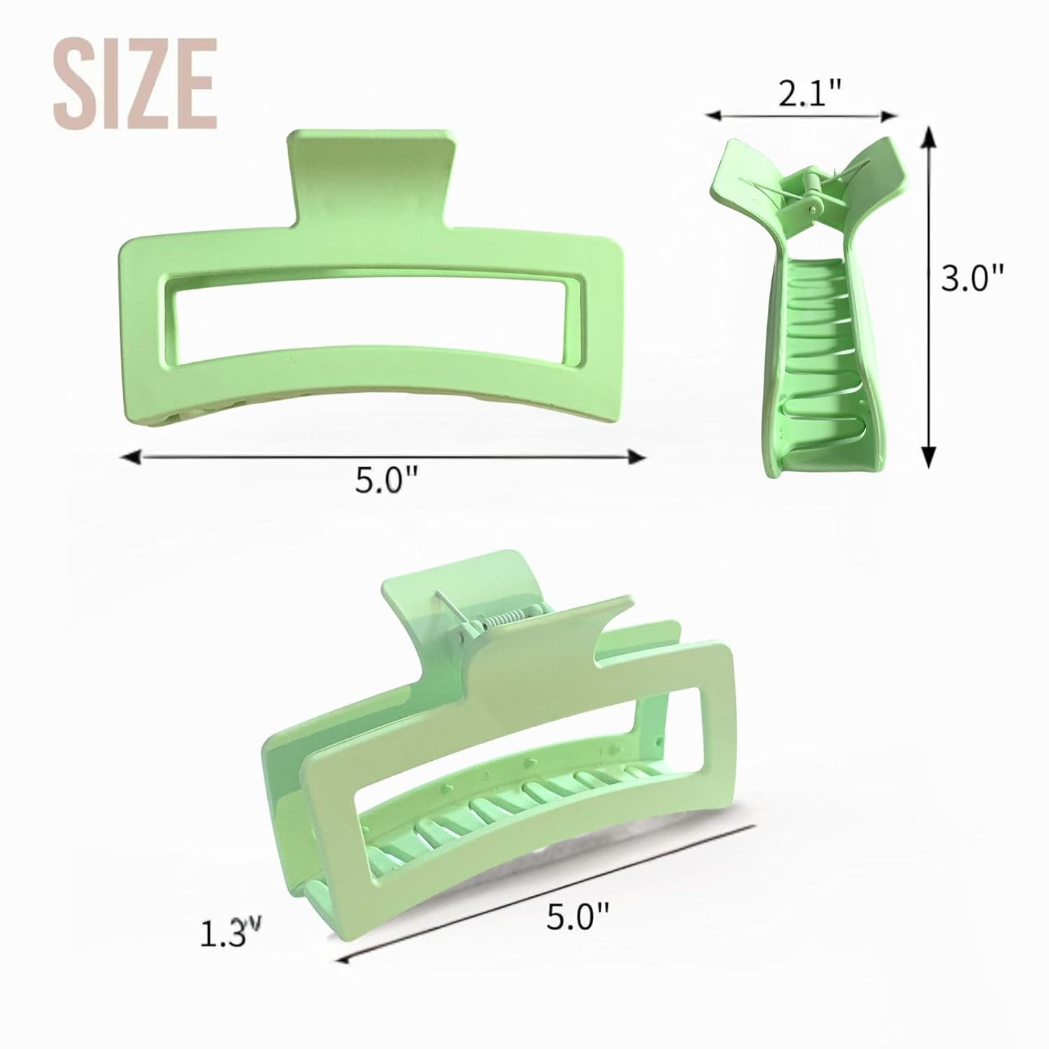 5 Inche Gradient Green Extra Large Claw Clips for Thick and Long Hair, 4 Pack Xl