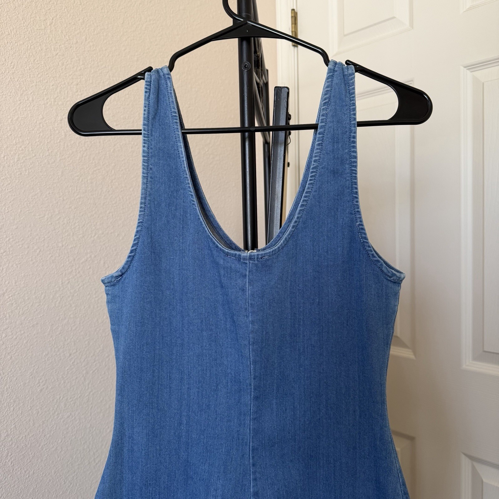Iris womens small blue bodycon zip-up jean dress preppy y2k bohemian westerncore