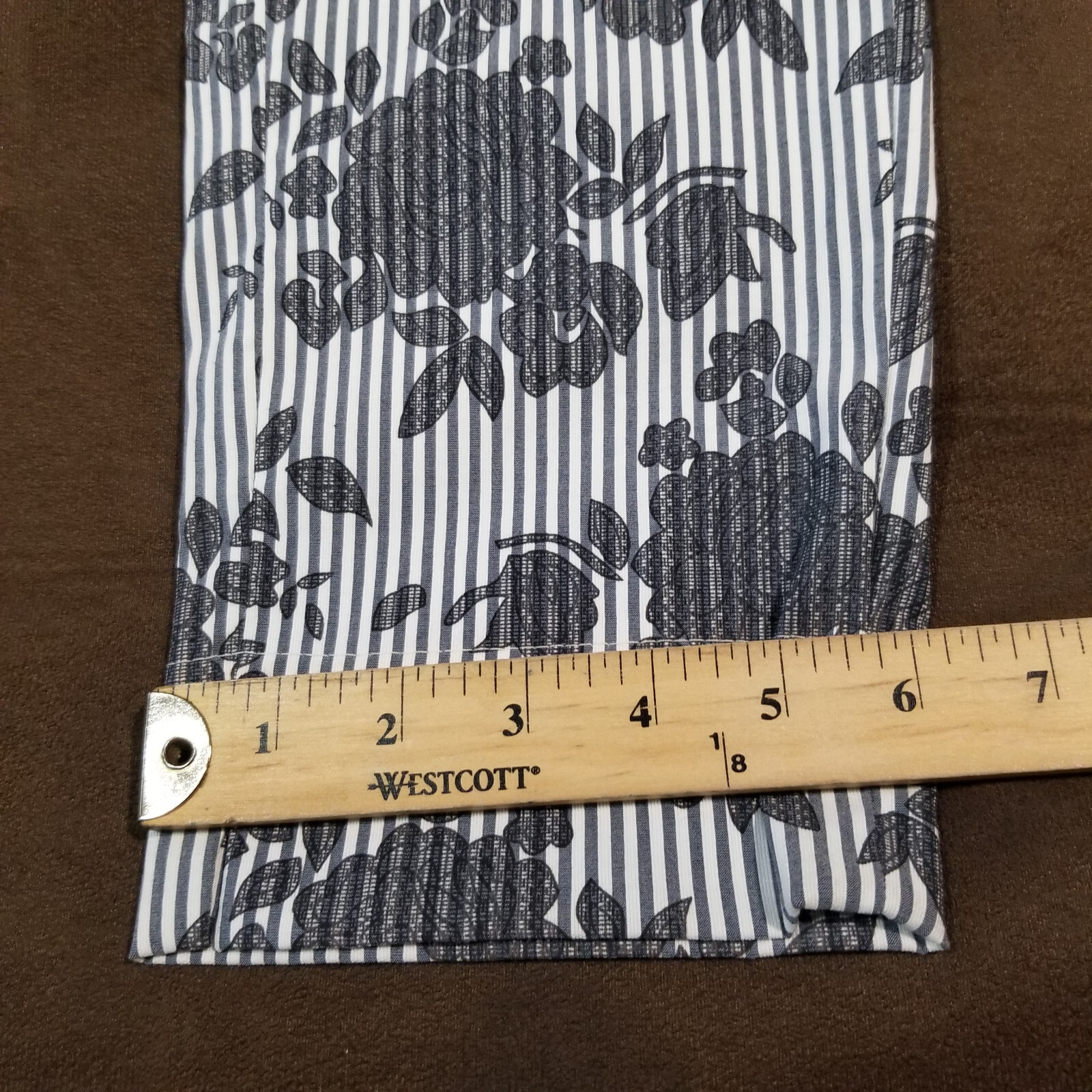 Robell Model Rose 09 Pull-on Pants Cotton Stretch Floral Trouser Sz 6 GRAY