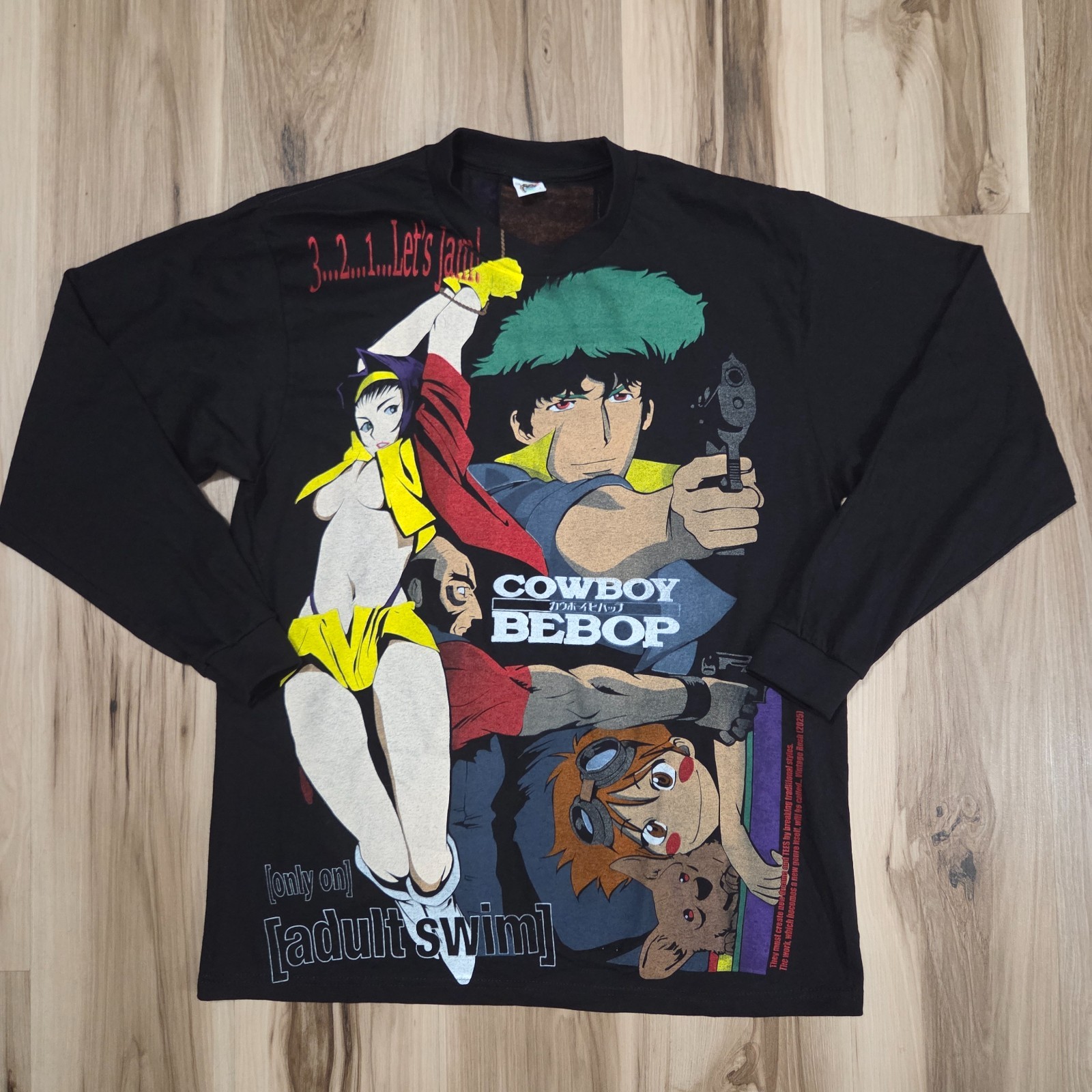 Cowboy Bebop T Shirt Size L Black Bootleg Vintage Rush Anime Adult Swim