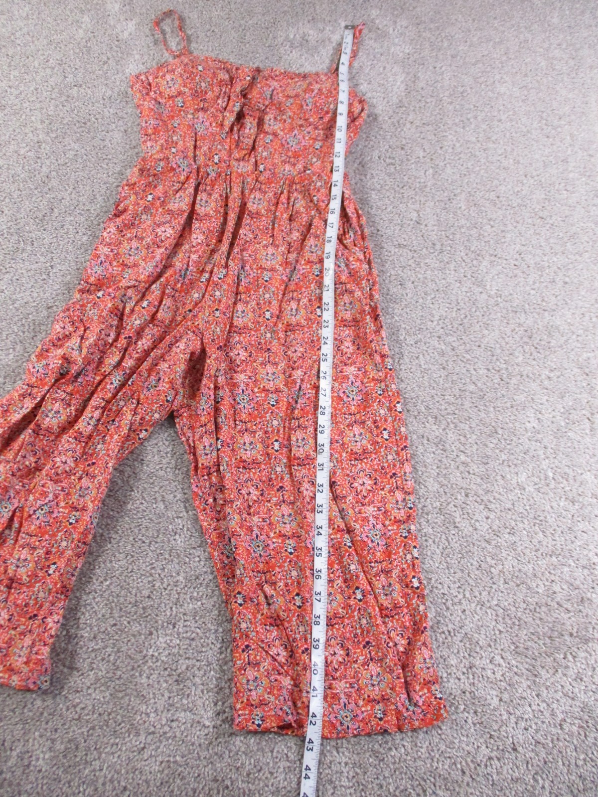 A.U.W. Small Womens Jumpsuit Wide Leg Red Floral Rayon Lined
