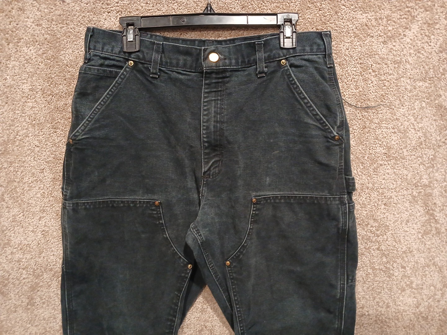 Vintage Carhartt B01 BLK Double Knee Pants USA Made Black 34×34