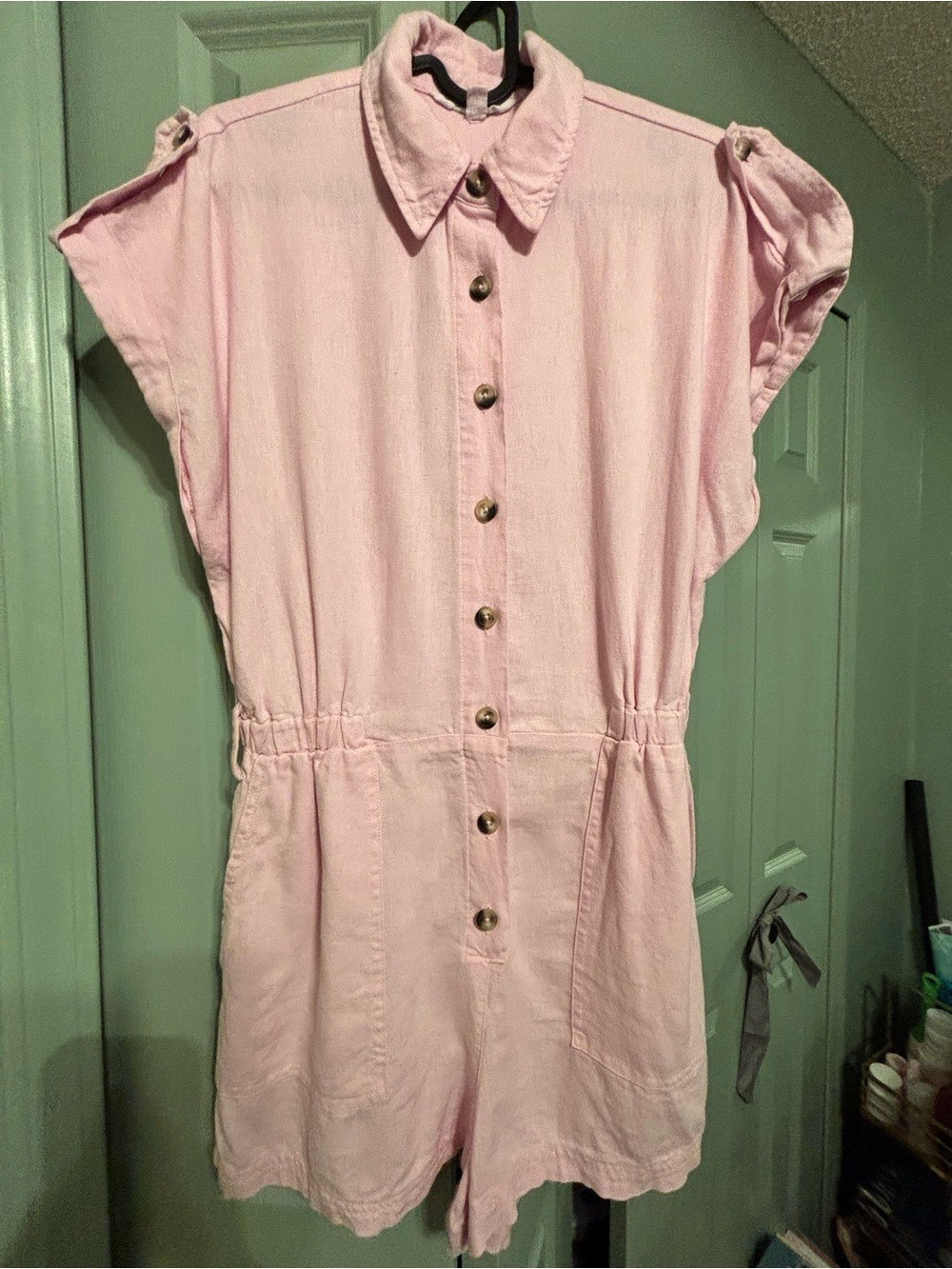 Steve Madden Light Pink Button-Front Romper – Never Worn!