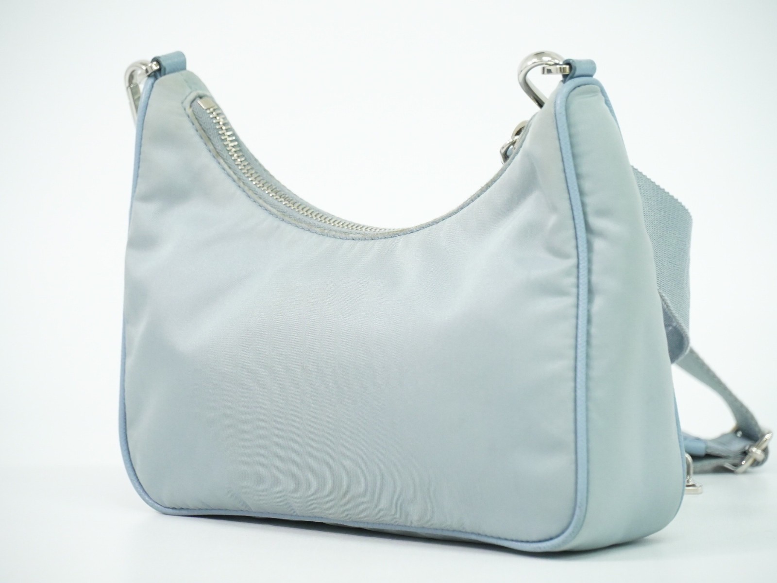 PRADA Re-Edition 2005 Nylon -Shoulder Crossbody Bag Light Blue Silver