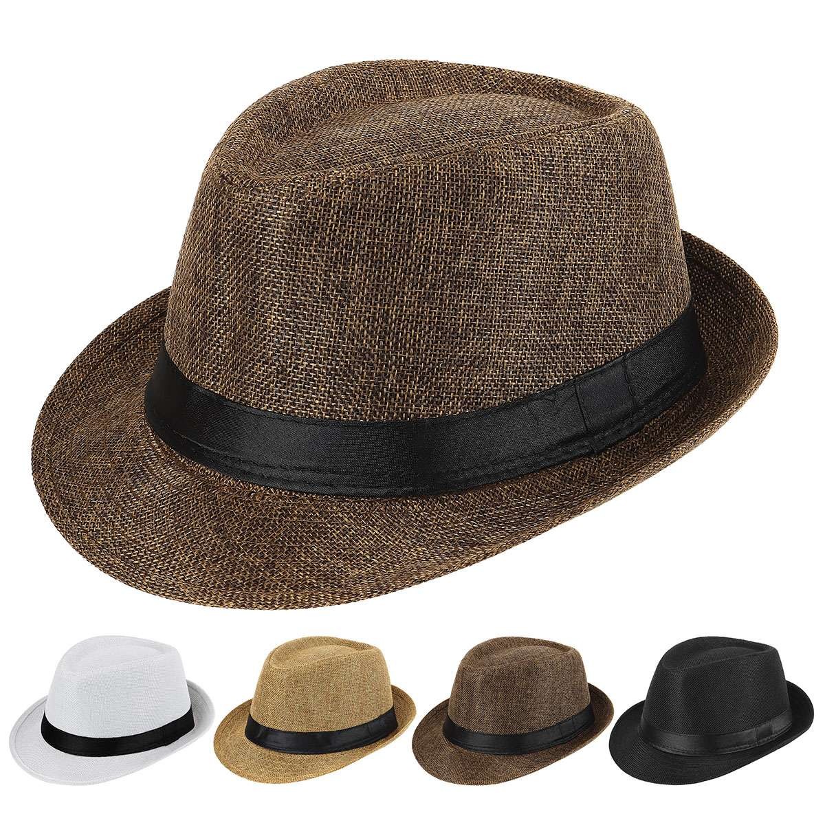 Classic Fedora Hats for Men Women Short Brim Felt Feather Hat Panama Dress Hat