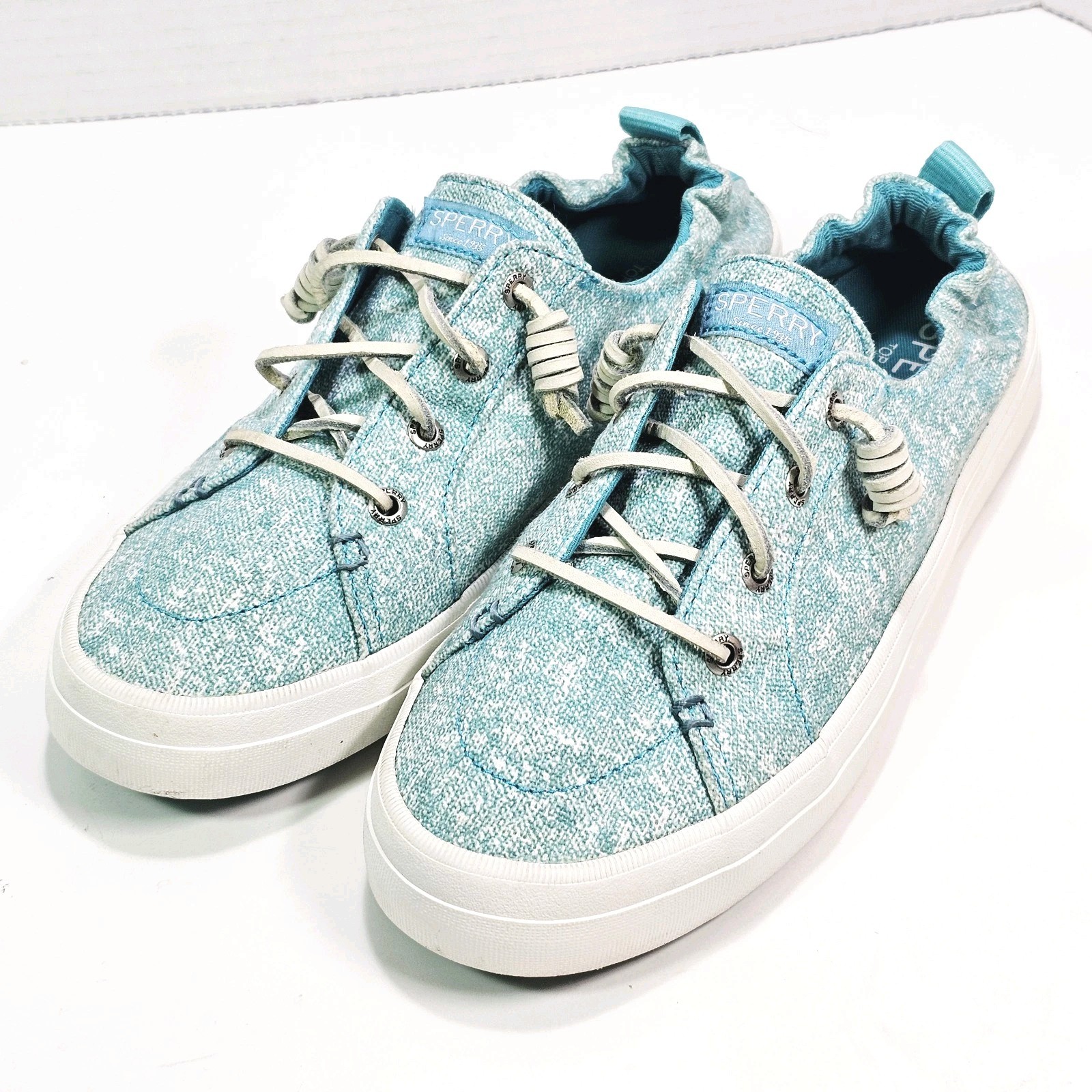 Sperry Top-Sider Womens 8.0 M Crest Ebb Canvas Sandwash Sneakers Teal Slip-on