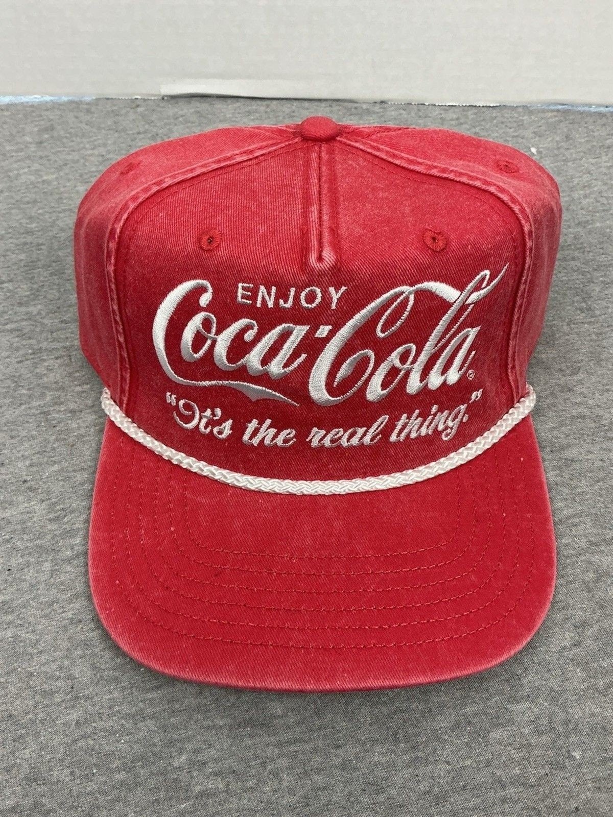 Coca-Cola Rope Snapback Hat Red White Logo Vintage Look NWT