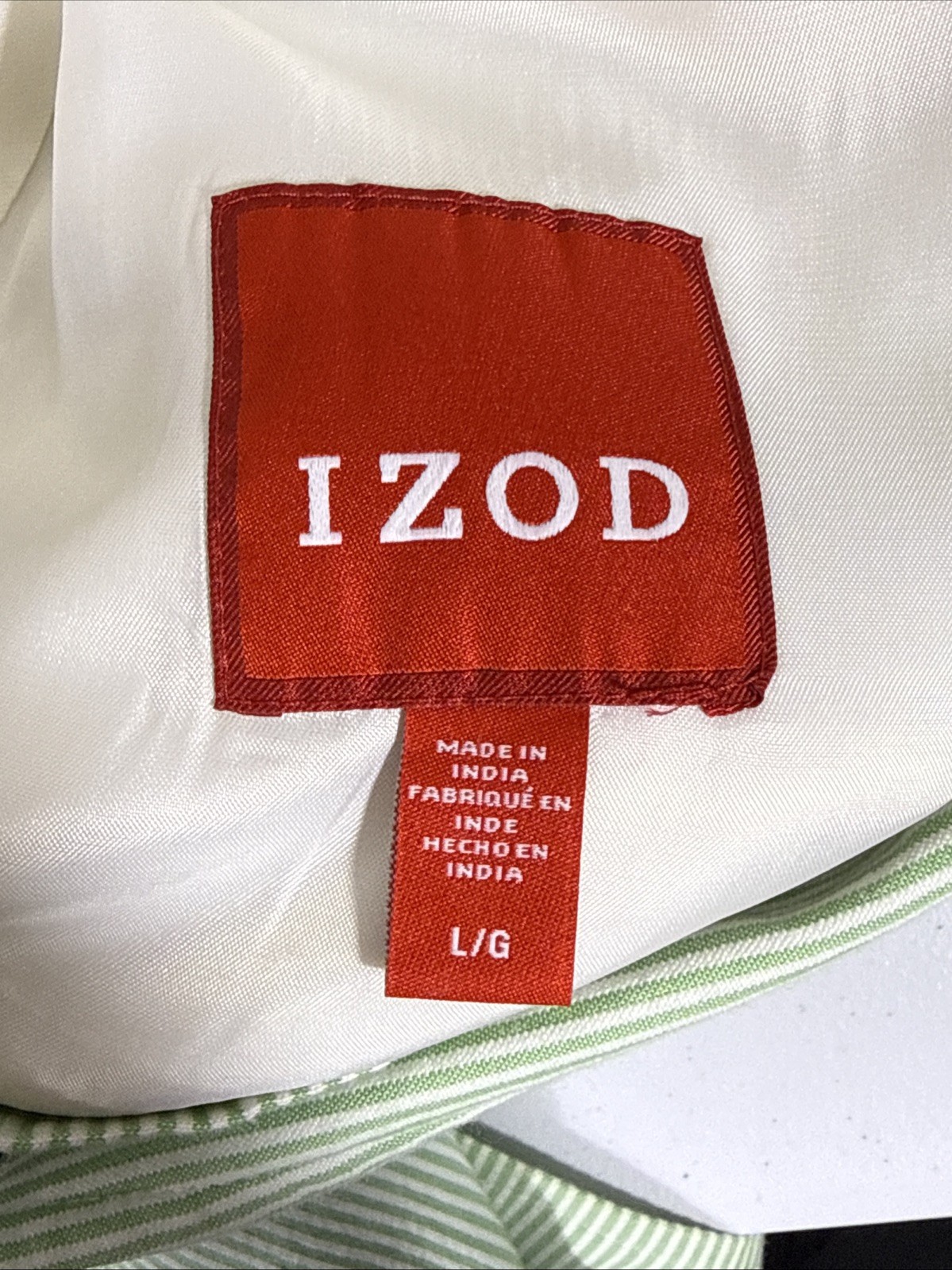IZOD Blazer Mens Size Large Green Pinstripe Seersucker Preppy Old Money Avant