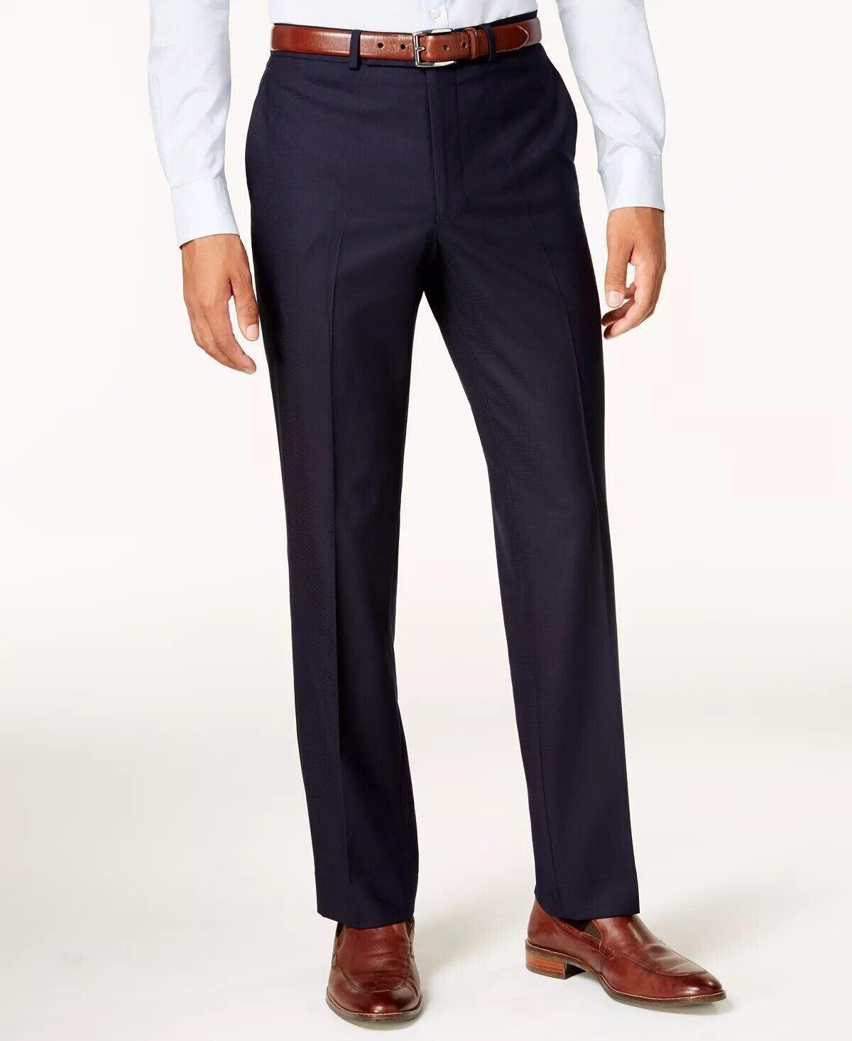 Kenneth Cole Mens Slim Fit Dress Pants 35 X 32 Navy Blue 29354419-419