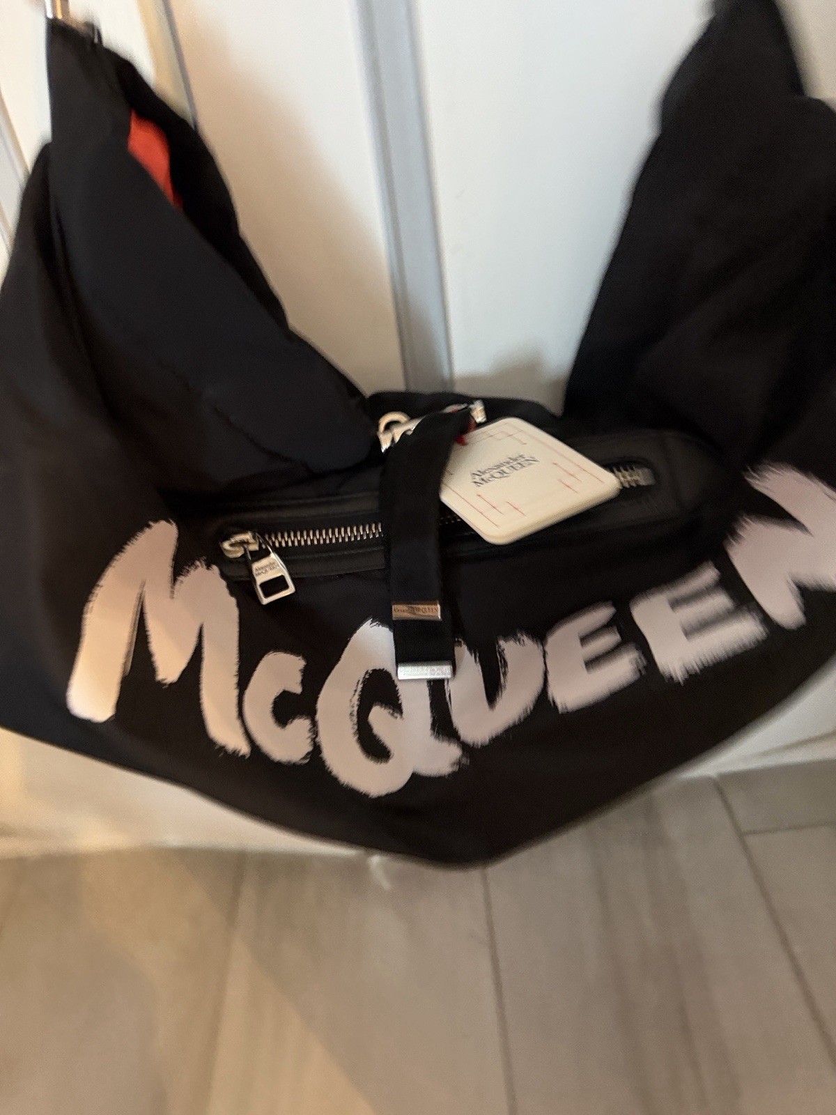 Alexander McQueen Black Graffiti Designer Shoulder Bag