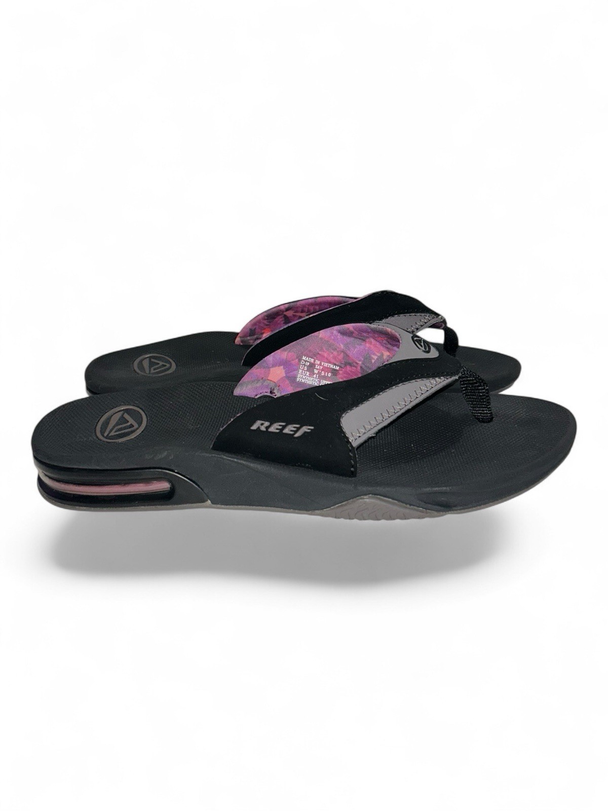 Reef Fanning Bottle Opener Sole Black Pink Flip Flops Thong Sandals Women’s 10