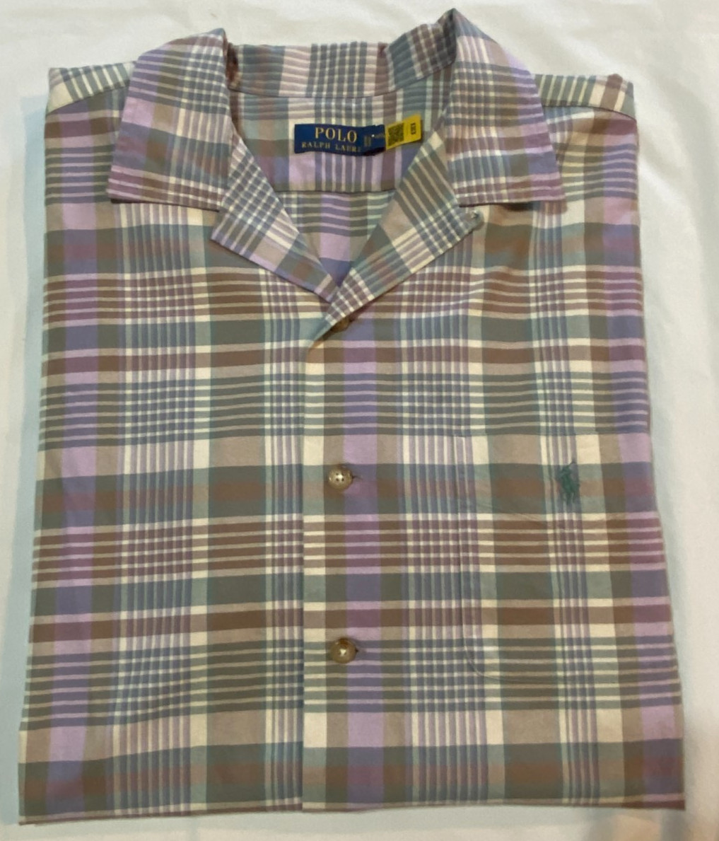 NWT-Polo Ralph Lauren Men’s Classic fit 4XLT Plaid Oxford Camp Shirt-MultiColor