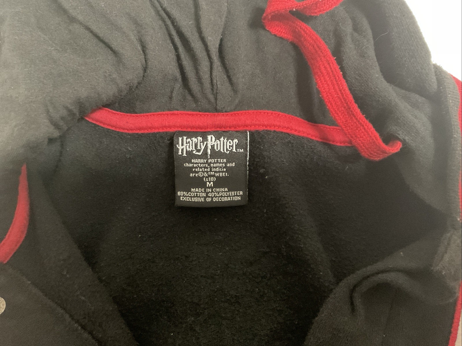 Harry Potter Full Snap Hoodie Sz M Unisex Hogwarts Letterman Bomber Gryffindor