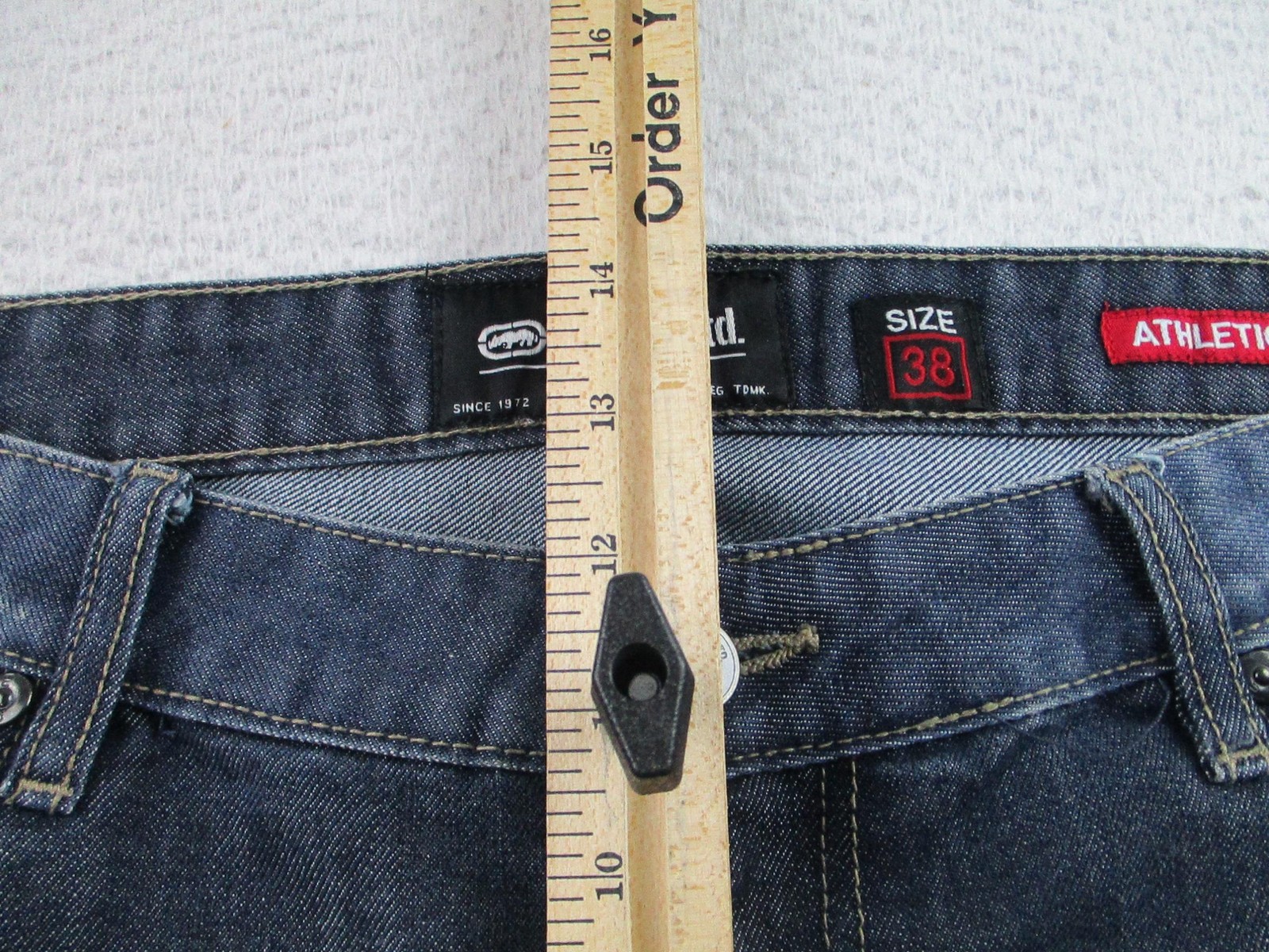 Ecko Unltd Jeans Mens 38 Dark Wash Athletic Fit Rhino Logo Back Pocket