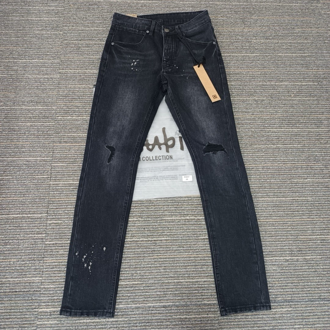 KSUBI Men’s Washed black Ripped Letter Printing Pants Jeans size 36 KJ15