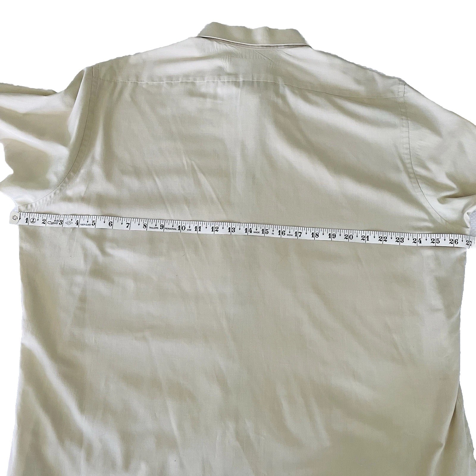 David Taylor Mens Size 17.5 XL Beige Short Sleeve Shirt Single Needle Tailoring