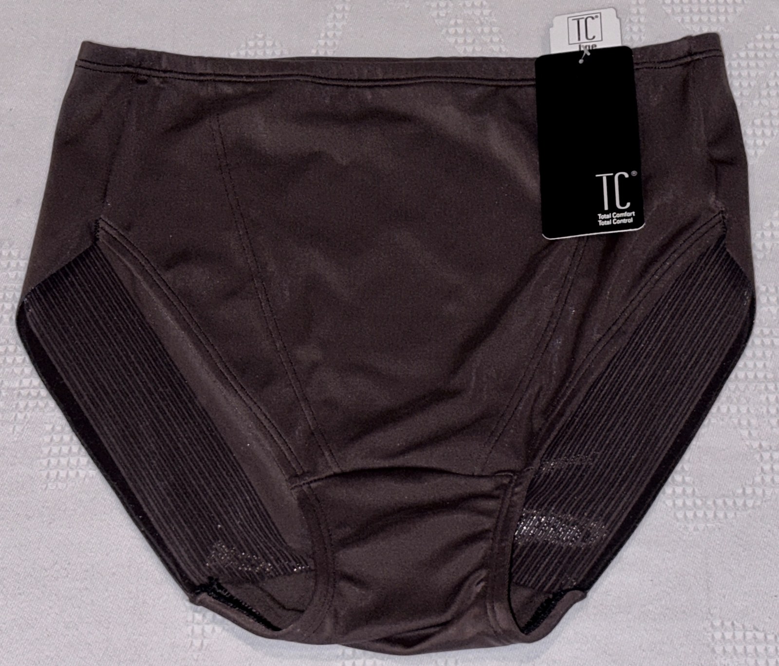 TC FINE INTIMATES Waistline Coffee Dk Brown Control Hi Cut Brief Womens M 6 L 7