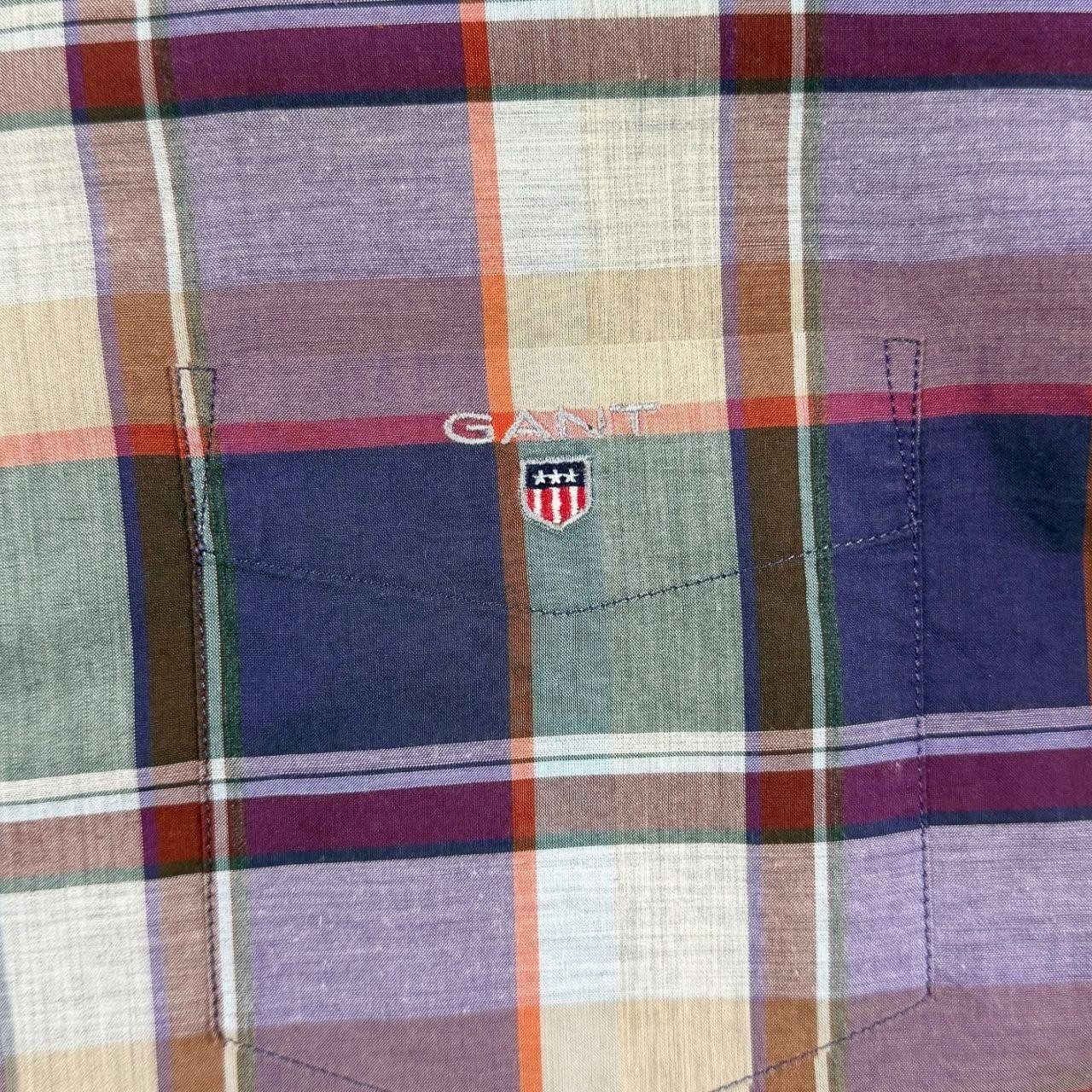 GANT “Heather Broadcloth Fitted” Multi Check Long Sleeve Button-Down Shirt XXL