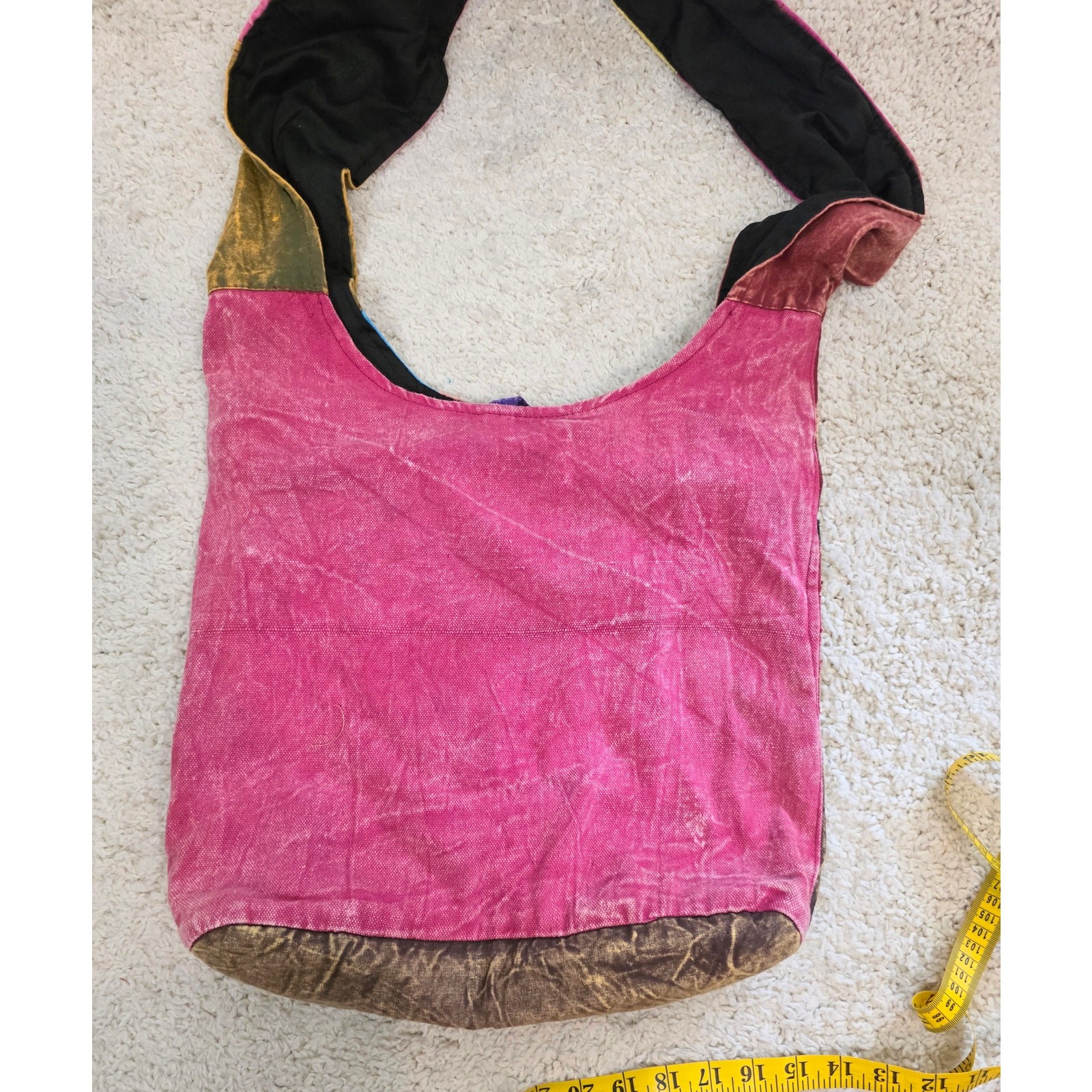 Unbranded Tie Dye Patchwork Sling Bag Hippie Boho Button Closure (Zipper Flaw)