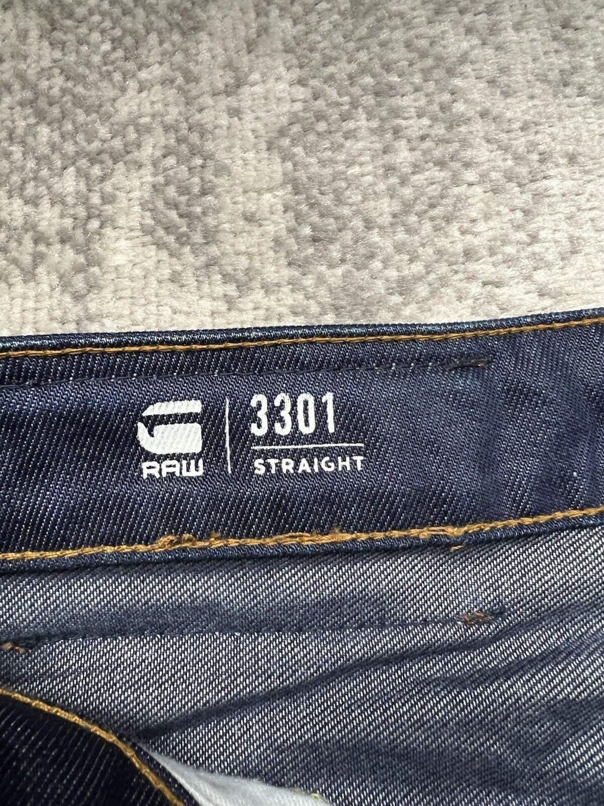 Men’s G-Star Raw 3301 Slim Straight Dark Blue Denim Jeans Size W29 X L32