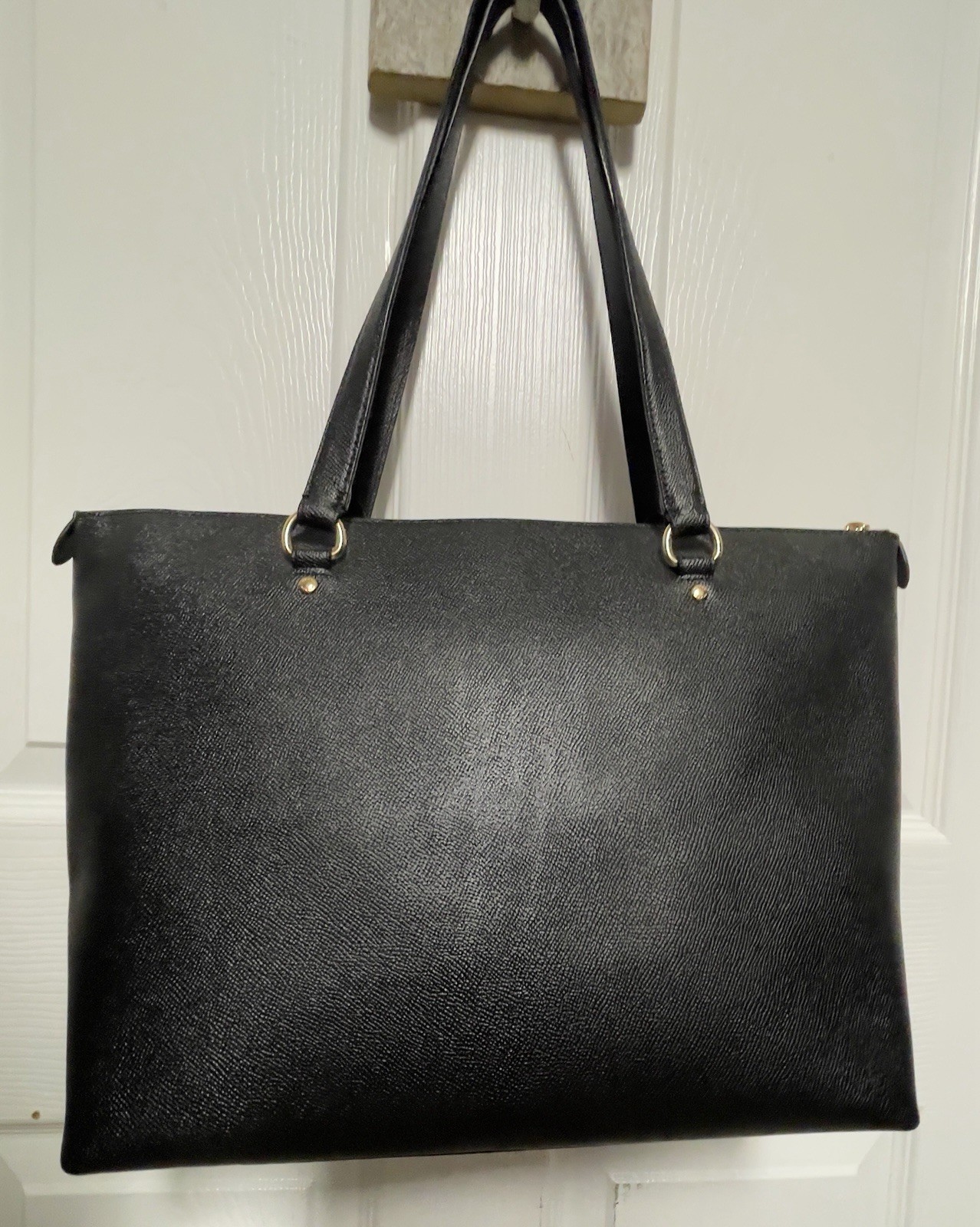COACH CLASSIC Crossgrain Leather GALLERY Black & Gold Tote F79608 VGC