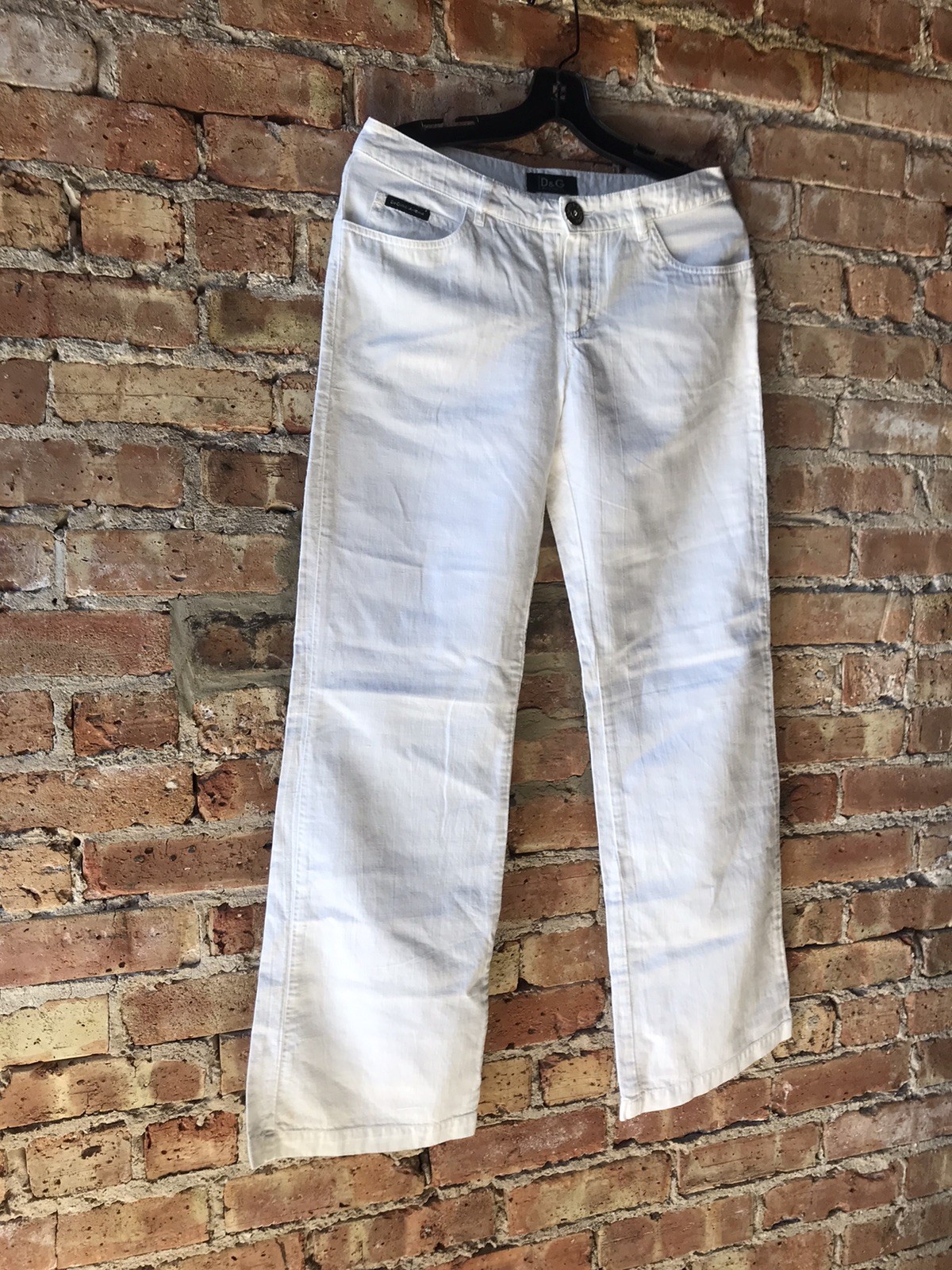 Dolce Gabbana White Lightweight Summer Pants 52% Linen 48% Cotton Low Rise Cut M