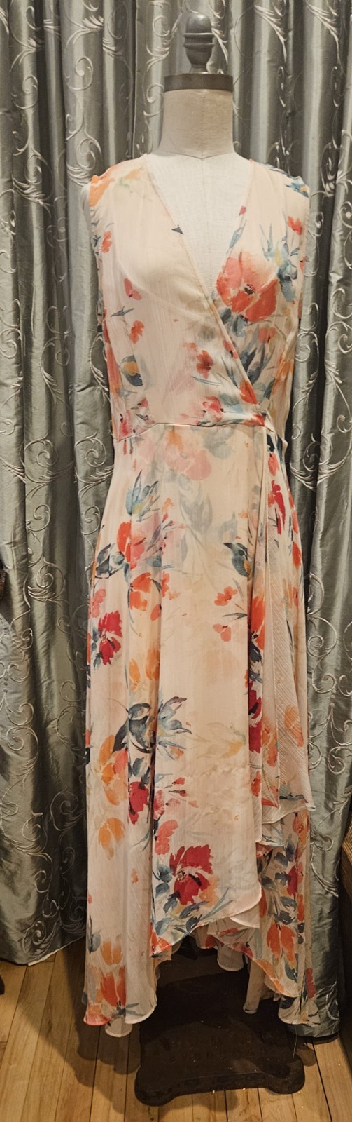 Ladies 12 Calvin Klein Couture Chiffon Floral Dress – vintage