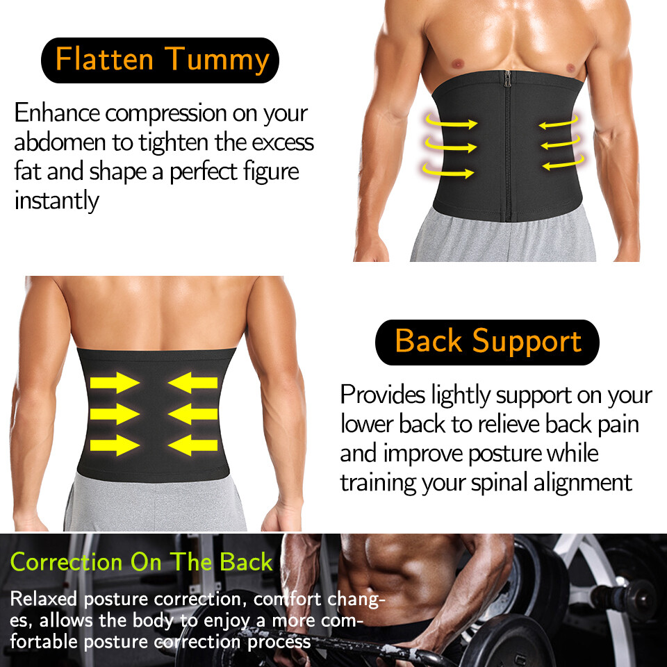 Men’s Waist Trimmer Sauna Belt Sweat Band Wrap Body Shaper Fat Burner Shapewear