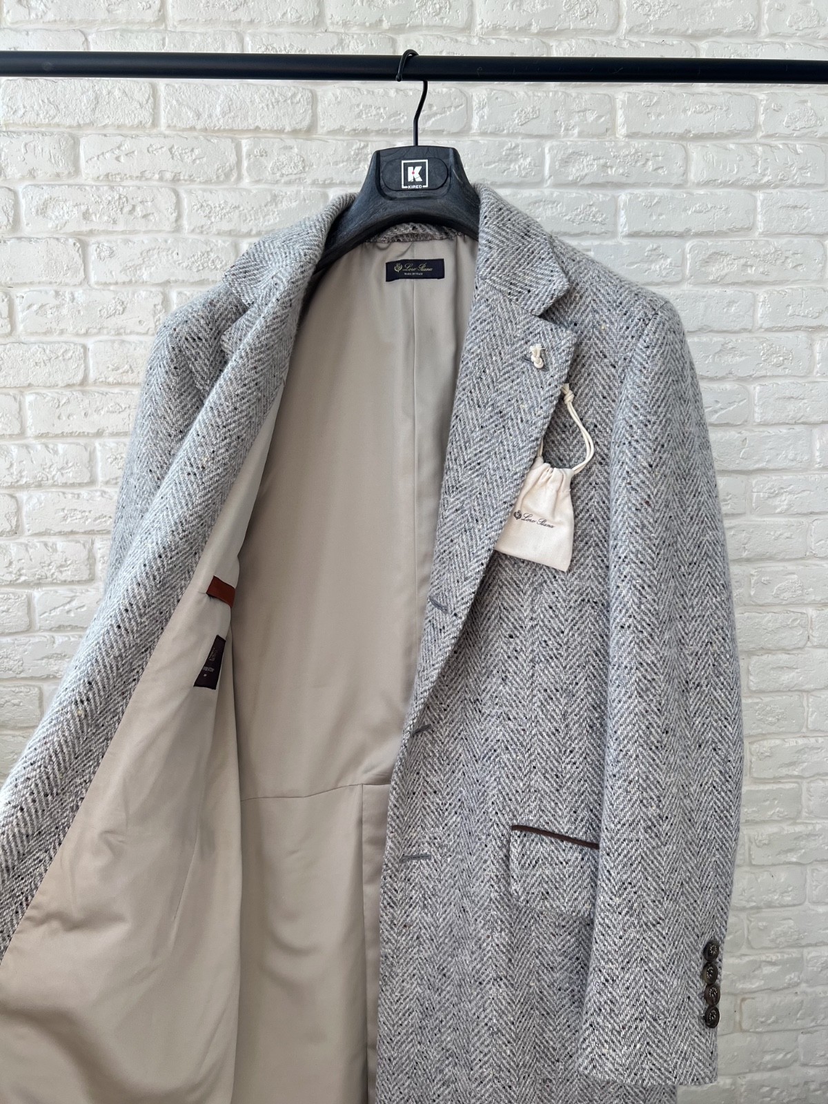 Loro Piana Martingala Cashmere Storm System Knit Gray Coat Jacket Men’s 50