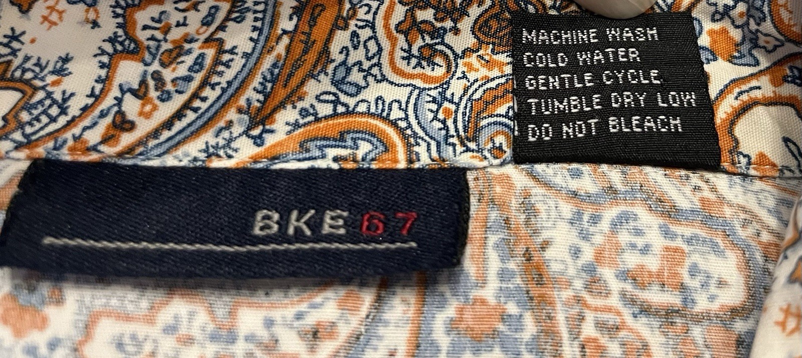 Buckle BKE 67 Pearl Snap Paisley Shirt Women Medium Blue & Orange 100% Cotton
