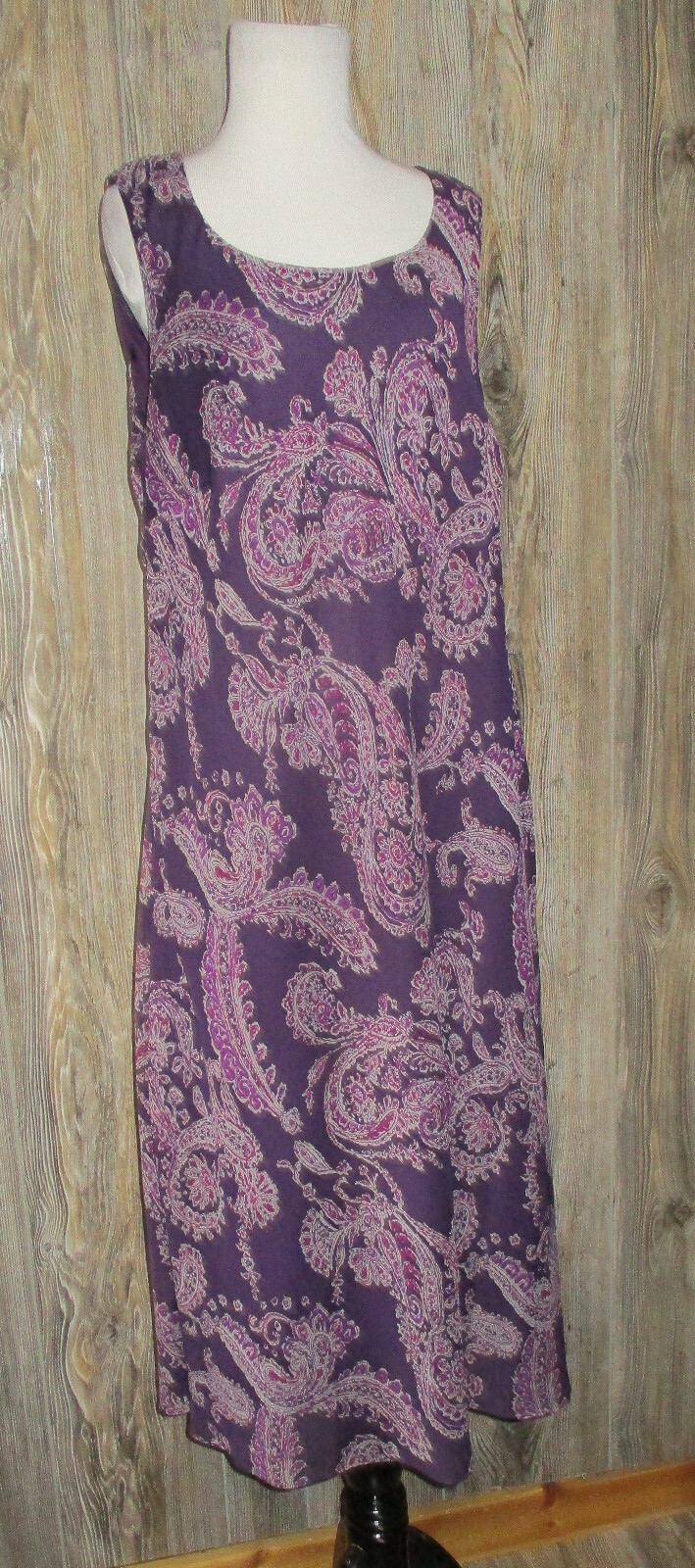 Studio I Womens Plus Sz 14W Sleeveless Maxi Purple Paisley Dress Fairy Grunge