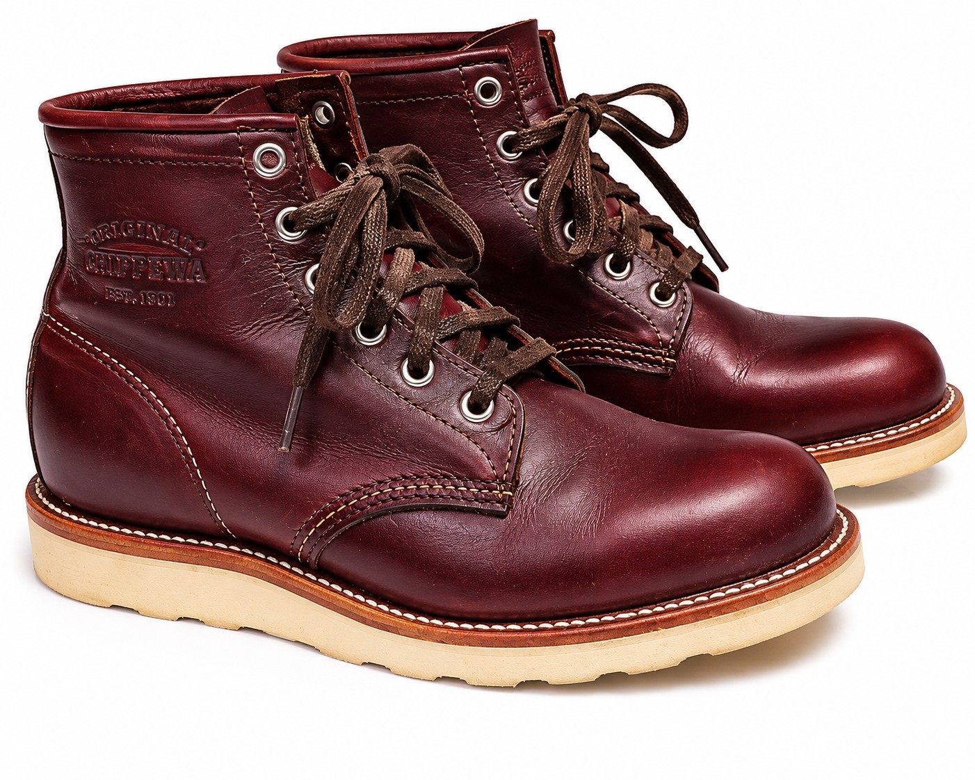 Chippewa Original Boots 6″ Cordovan Red Leather Mens 8.5 1901M16 Service USA