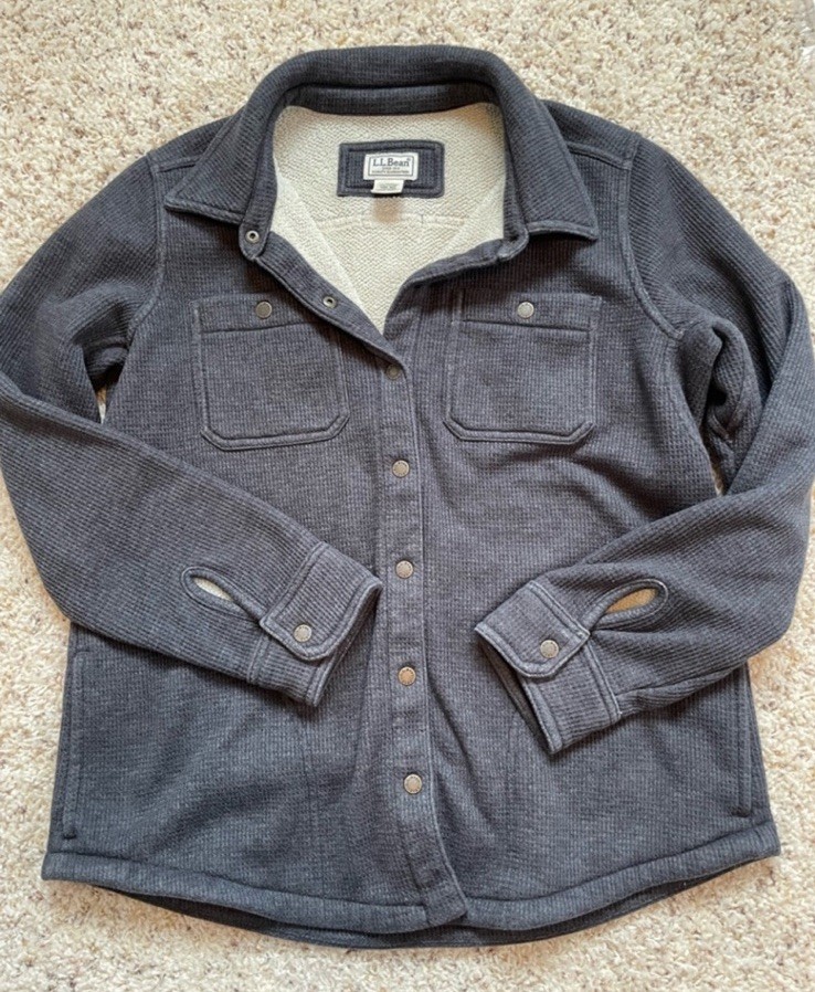 L.L.Bean Katahdin Iron Works Bonded Waffle Weave Sherpa Thermal Shirt Jacket M