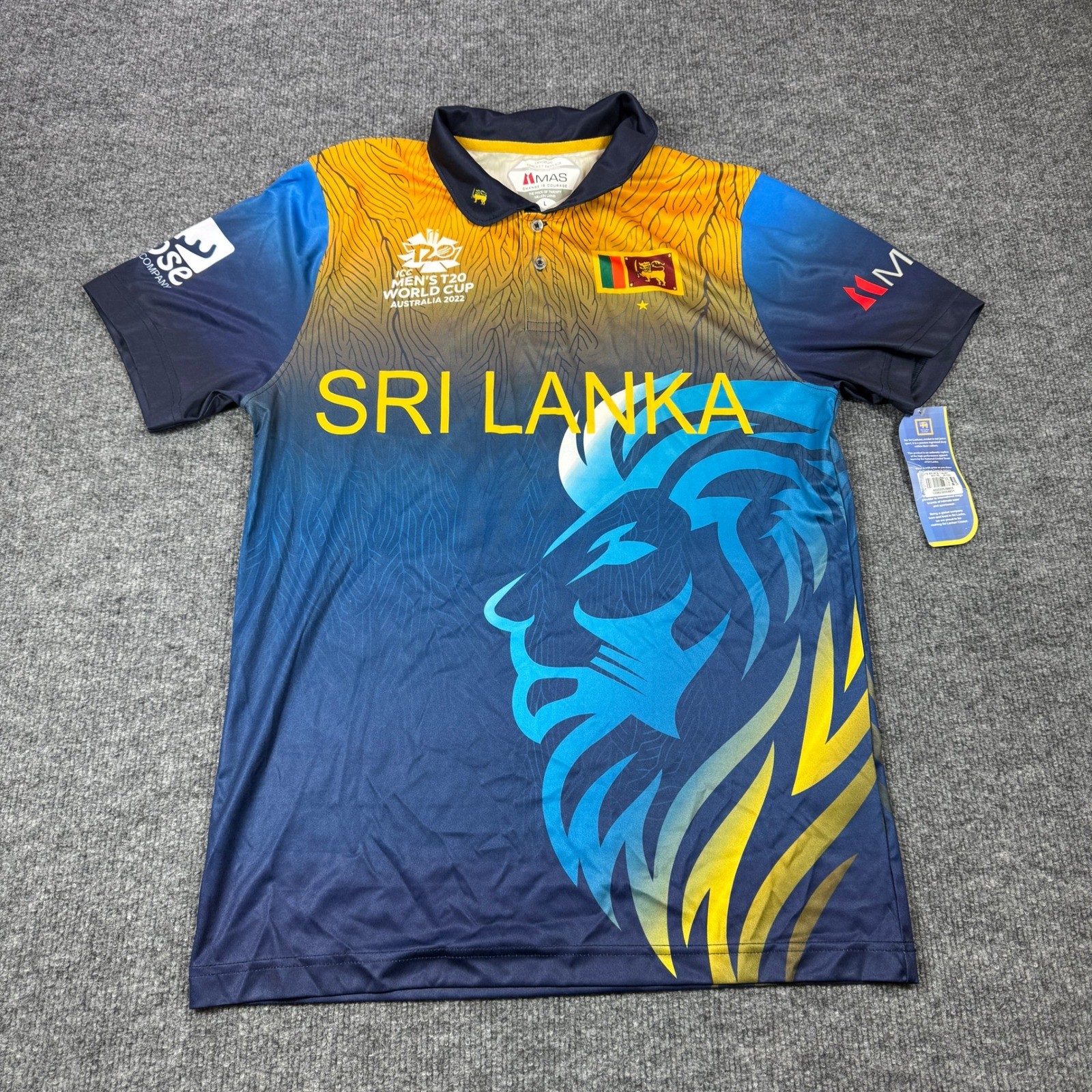 MAS Sri Lanka Cricket T20 World Cup Polo Mens L Blue Lion
