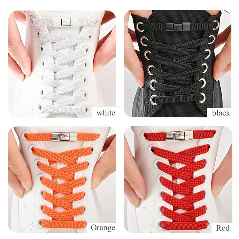 2PCS Elastic No Tie Shoelaces Flat Silicone Shoe Laces for Adults Sneakers