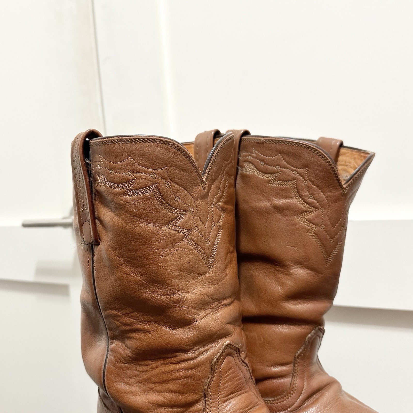 Lucchese 2000 Brown Caramel Roper Boots Western Cowboy Size 11 EE Extra Wide