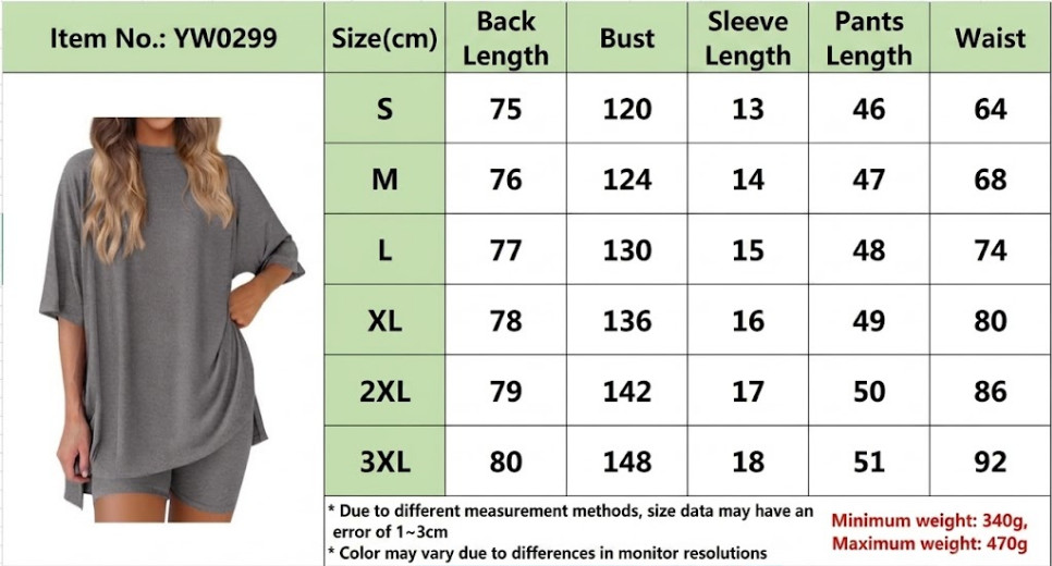 WOMEN Casual Lounge Set Solid Color T-Shirt and Shorts 2 Piece Tracksuit S-3XL