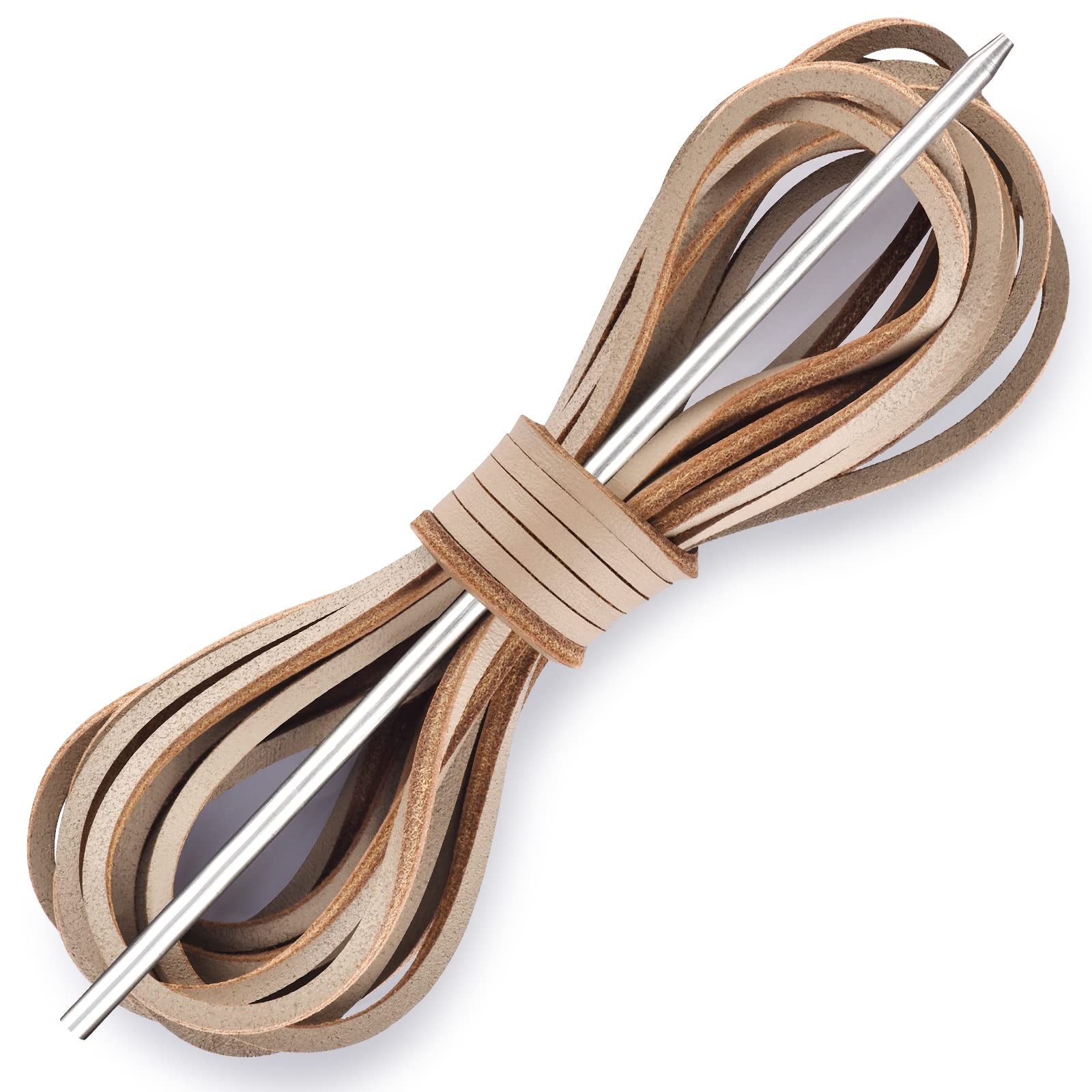 TeeLiy Leather Shoe Lacing Kit, 72″ Leather Shoelaces for Boot Boat Shoes