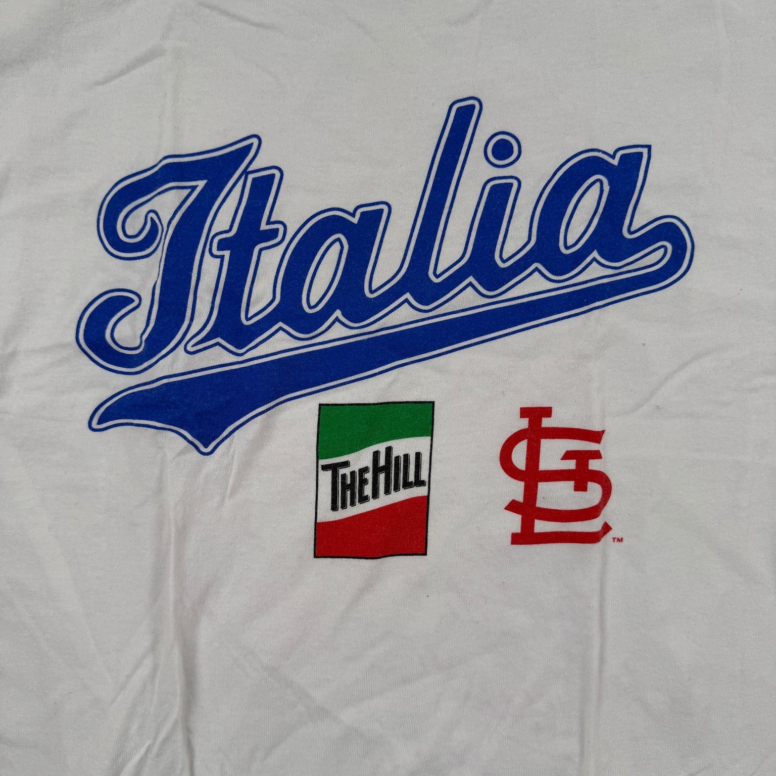 Gildan T-Shirt Men’s White Medium Italia STL The Hill DryBlend Cotton Blend