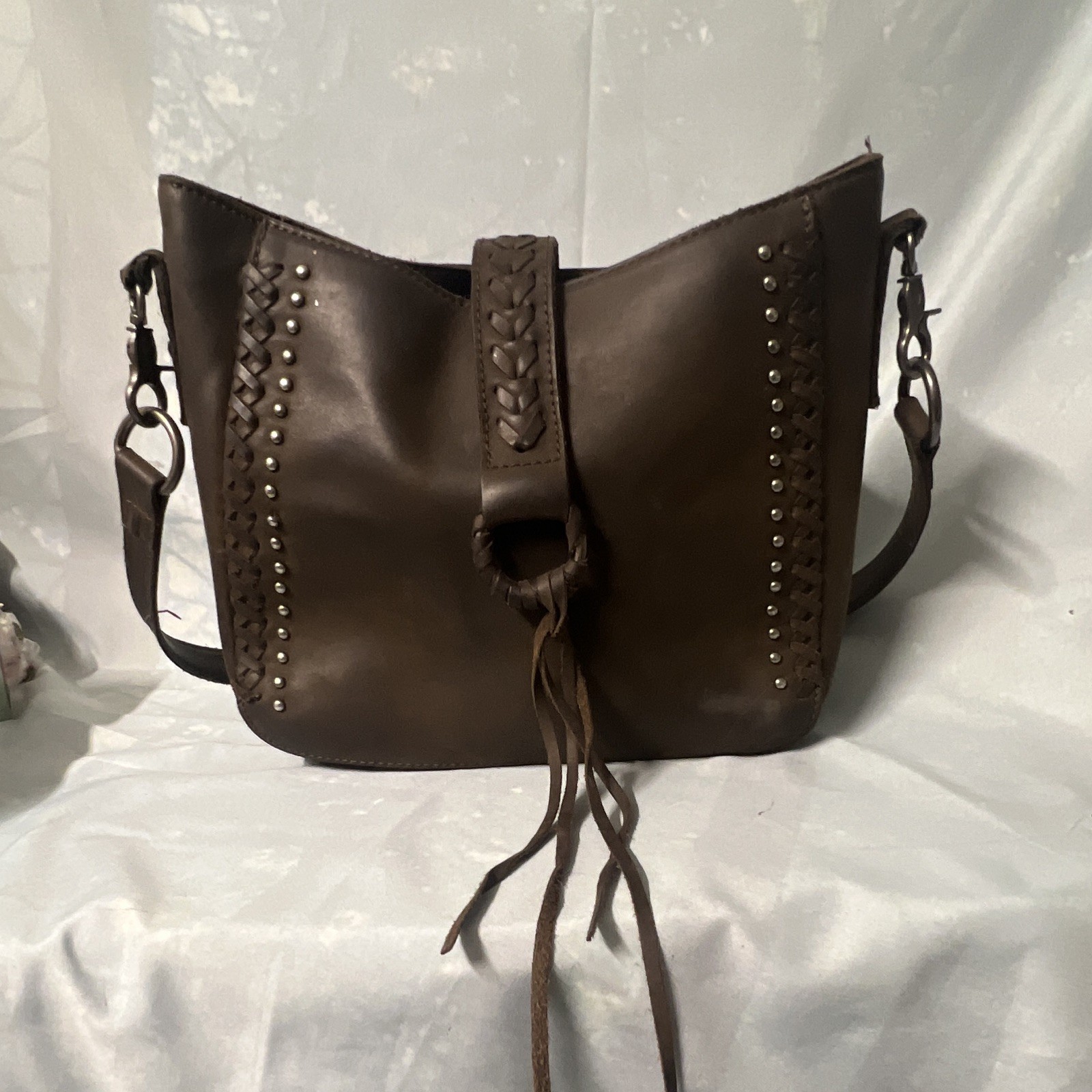 Consealed carry Montana West Brown Western Bag Studded Fringe Zip