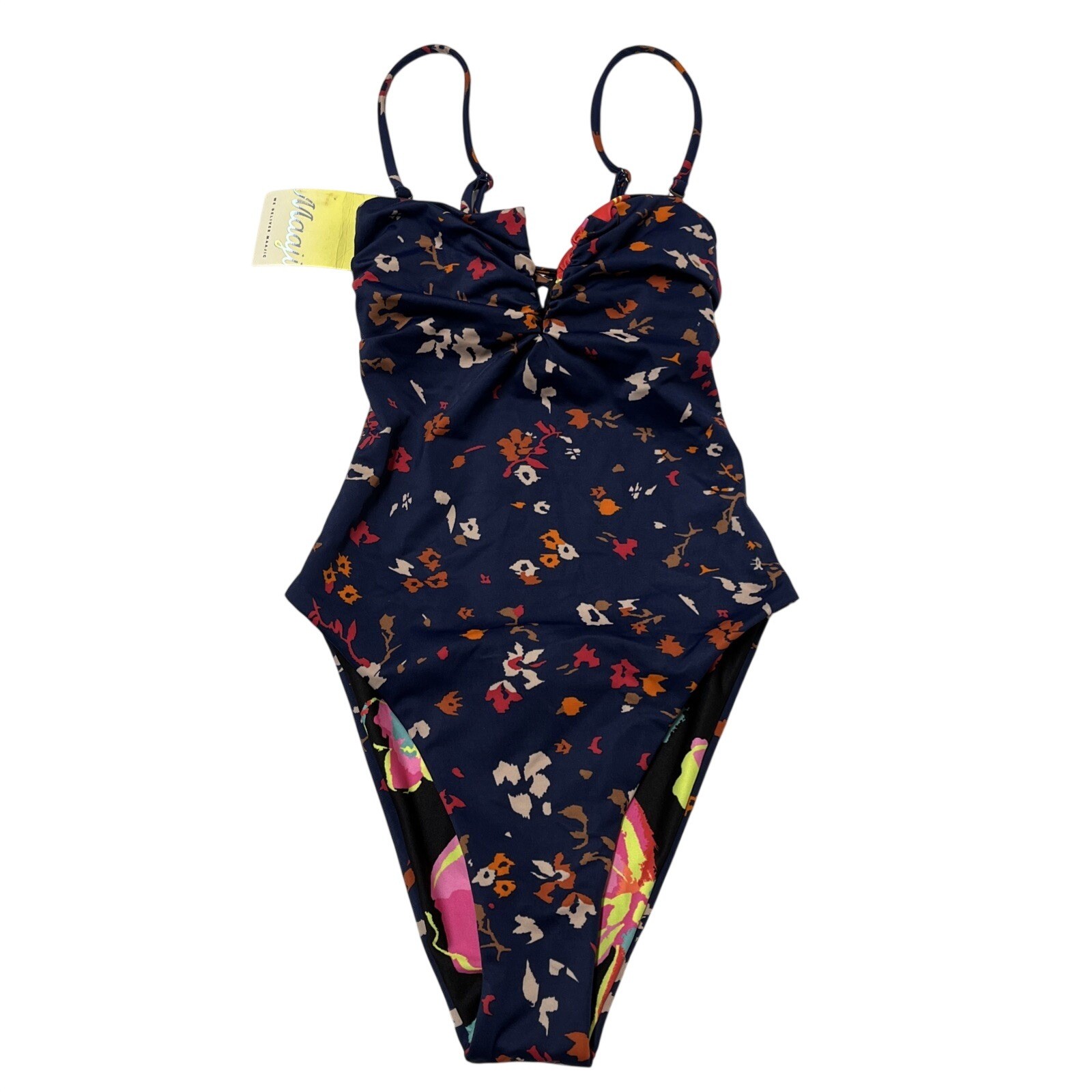 Maaji Swimsuit Floral Reversible One Piece Size S Strappy Back Beach Vacation
