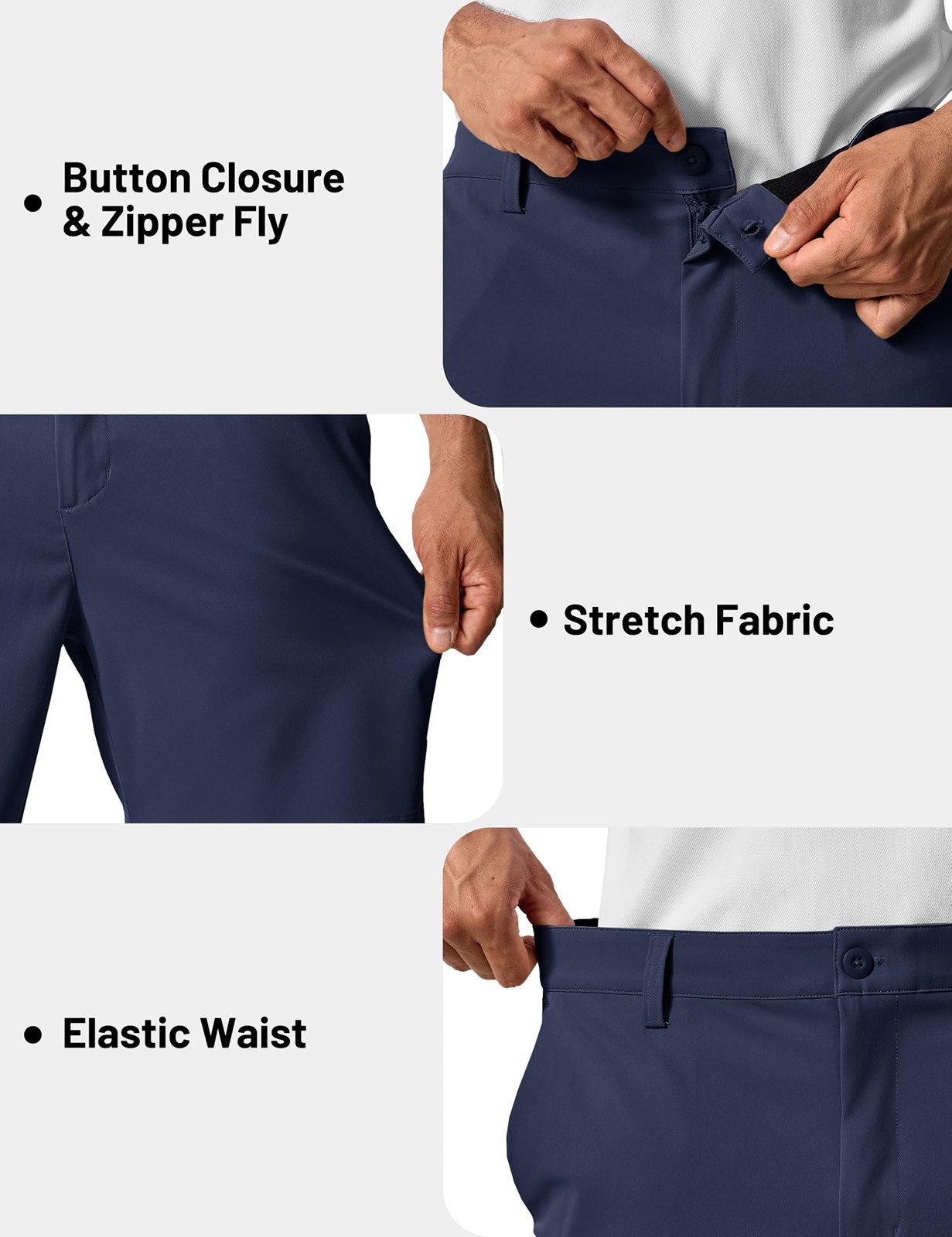 Men’s 7″ Golf Shorts Stretch Quick Dry 6 Pockets Summer Casual Work Dress Shorts
