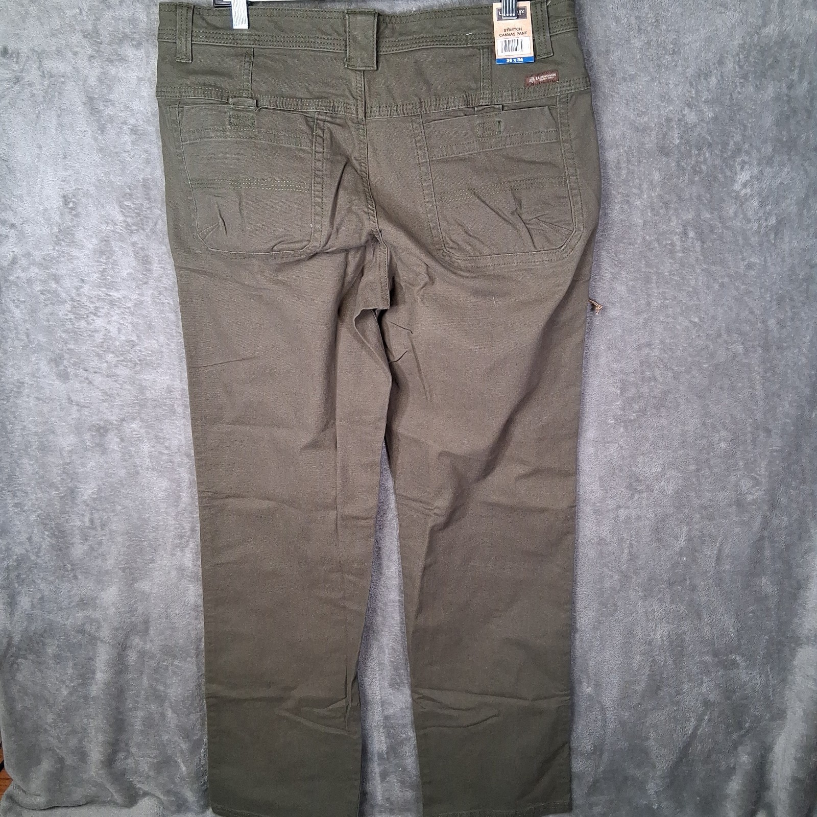 Legendary Outfitters Stretch Canvas Pant Mens 36×34 Khaki Green Straight Leg NWT